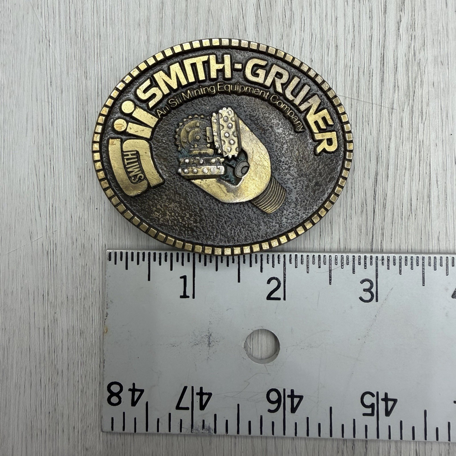 Smith-Gruner SII Mining Equipment Company Vintage Brass Belt Buckle