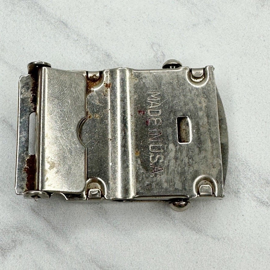 Vintage Silver Tone Web Clamp Military Style Belt Buckle Made in USA
