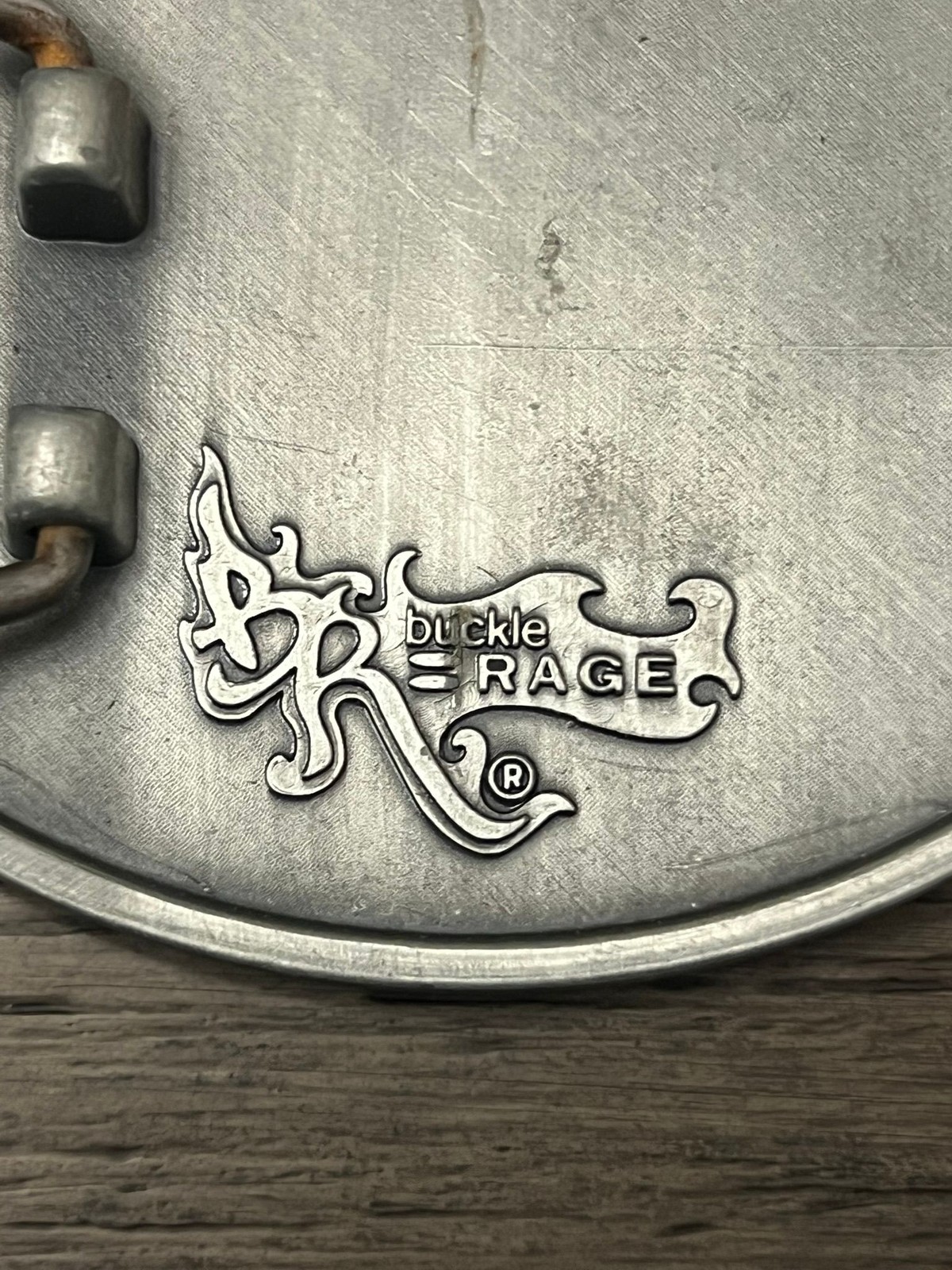 Buckle Rage Belt Buckle Mens Oval SPONSOR ME Hammered Silver Metal Vintage 3in
