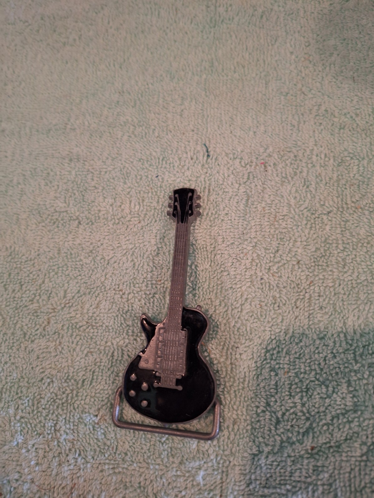 Music Guitar Black Enamel Metal Belt Buckle