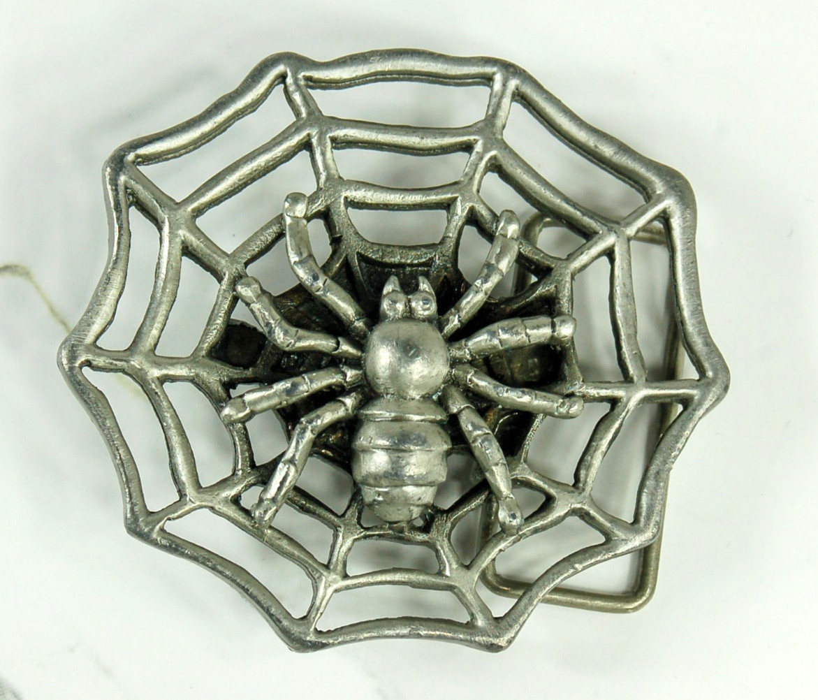 Spider and Web pewter belt buckle