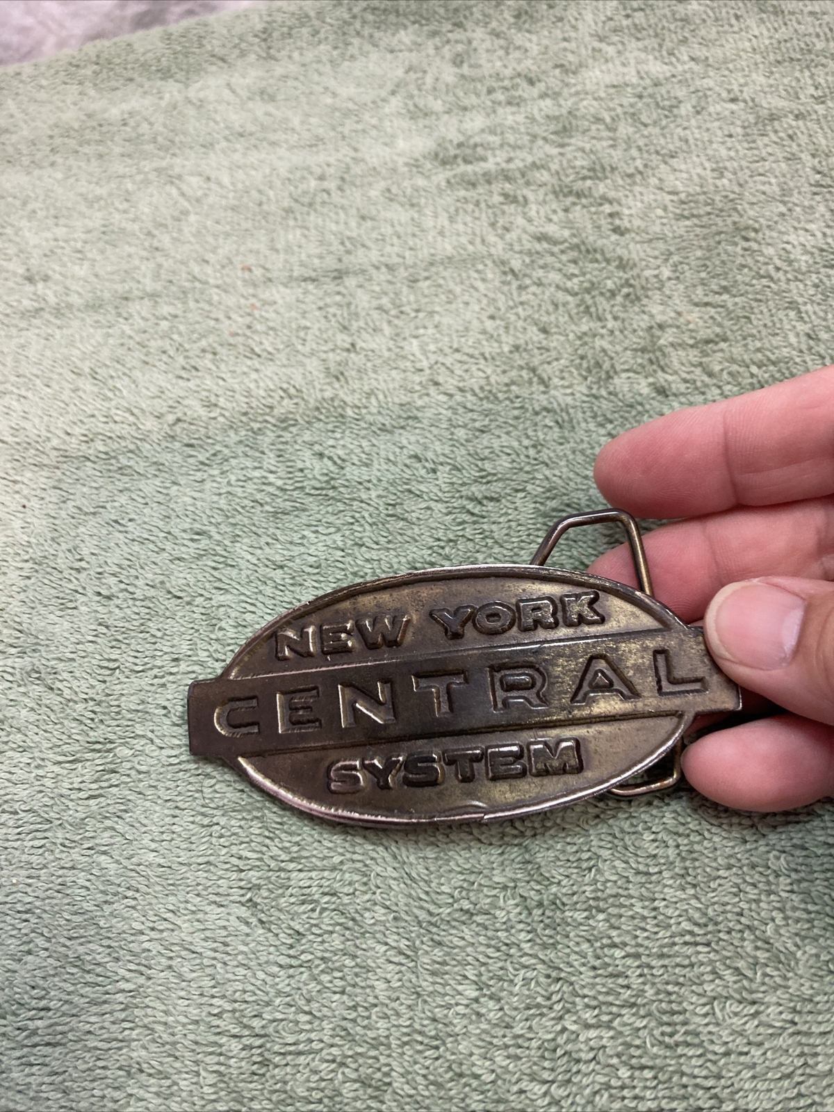 Brass New York Central System RR Belt Buckle 1974 Louis Buckle Co. Chicago K5