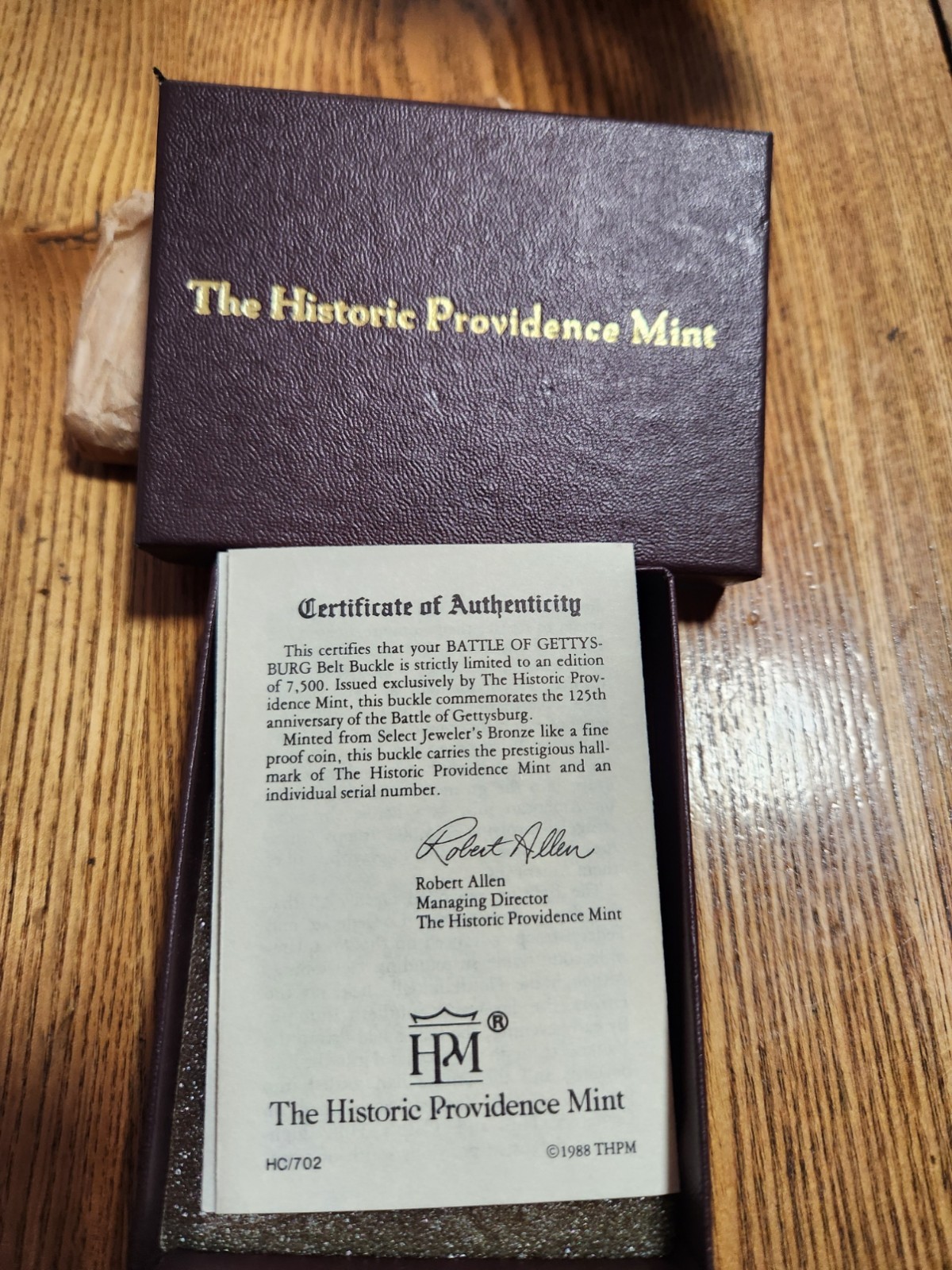 1988 Historic Providence Mint, Gettysburg 125th Anniversary Belt Buckle, Bronze