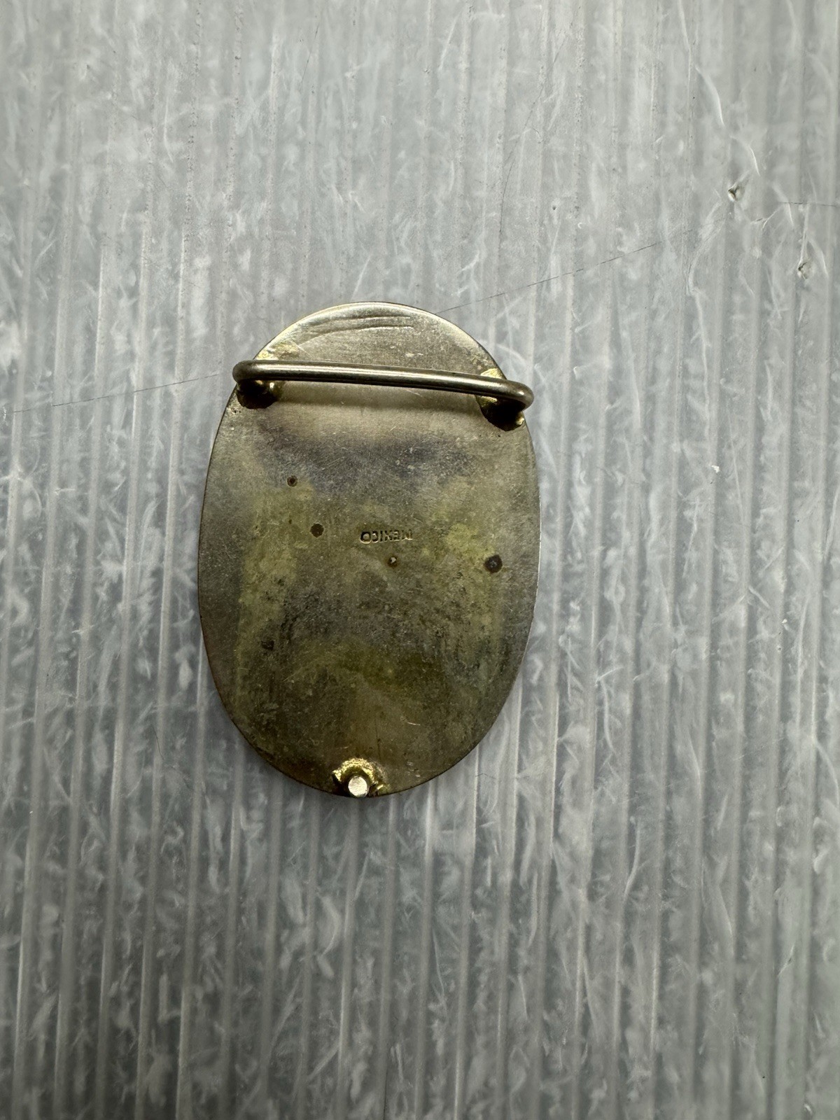 vintage Mexican Nickel Plated Bronze w/ Abalone Inlays 1” BELT BUCKLE