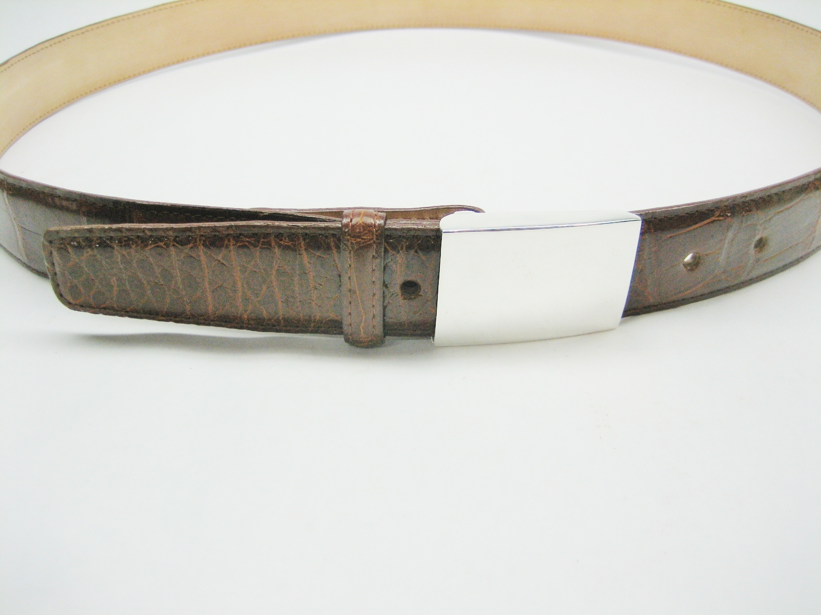 Sterling silver 925 buckle w/30 MM Genuine Alligator belt size 32 to 44 U.S.A.