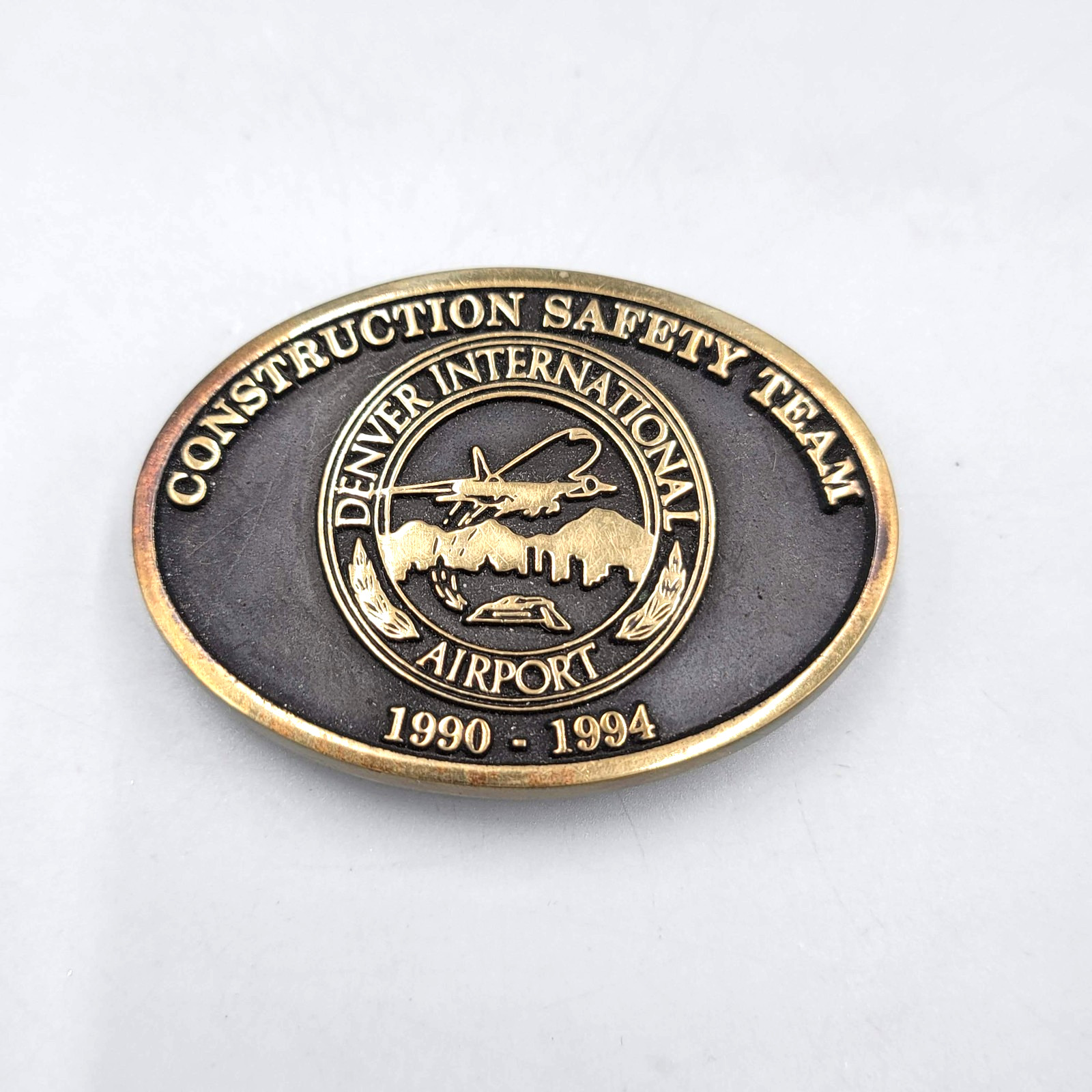 Vintage Belt Buckle Mens Denver Airport Construction 1990-1994 Conspiracy