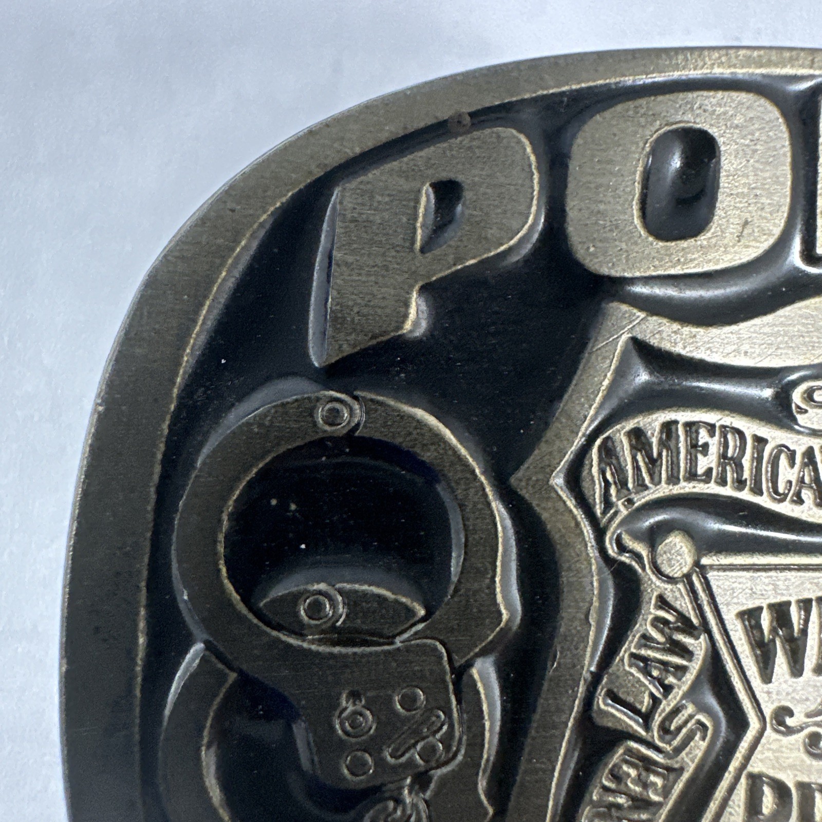 Metal Police Belt Buckle by Buckle Bakery 1988 #1654 Made in USA Serve & Protect