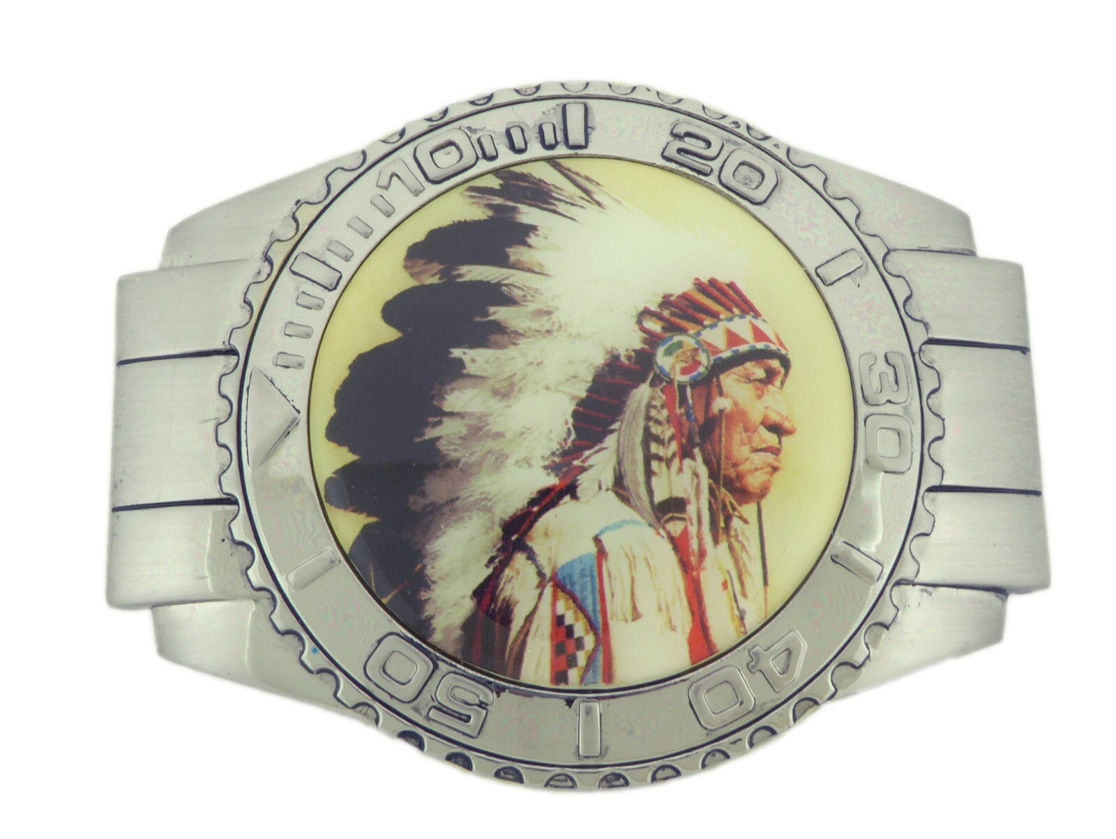 Native American Chief Belt Buckle Removable Lighters Spinner Indigenous Peoples