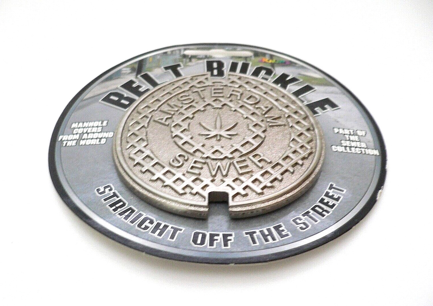 Kalan AMSTERDAM Sewer Belt Buckle Manhole Cover Pewter Tone 3&Prime;D BN