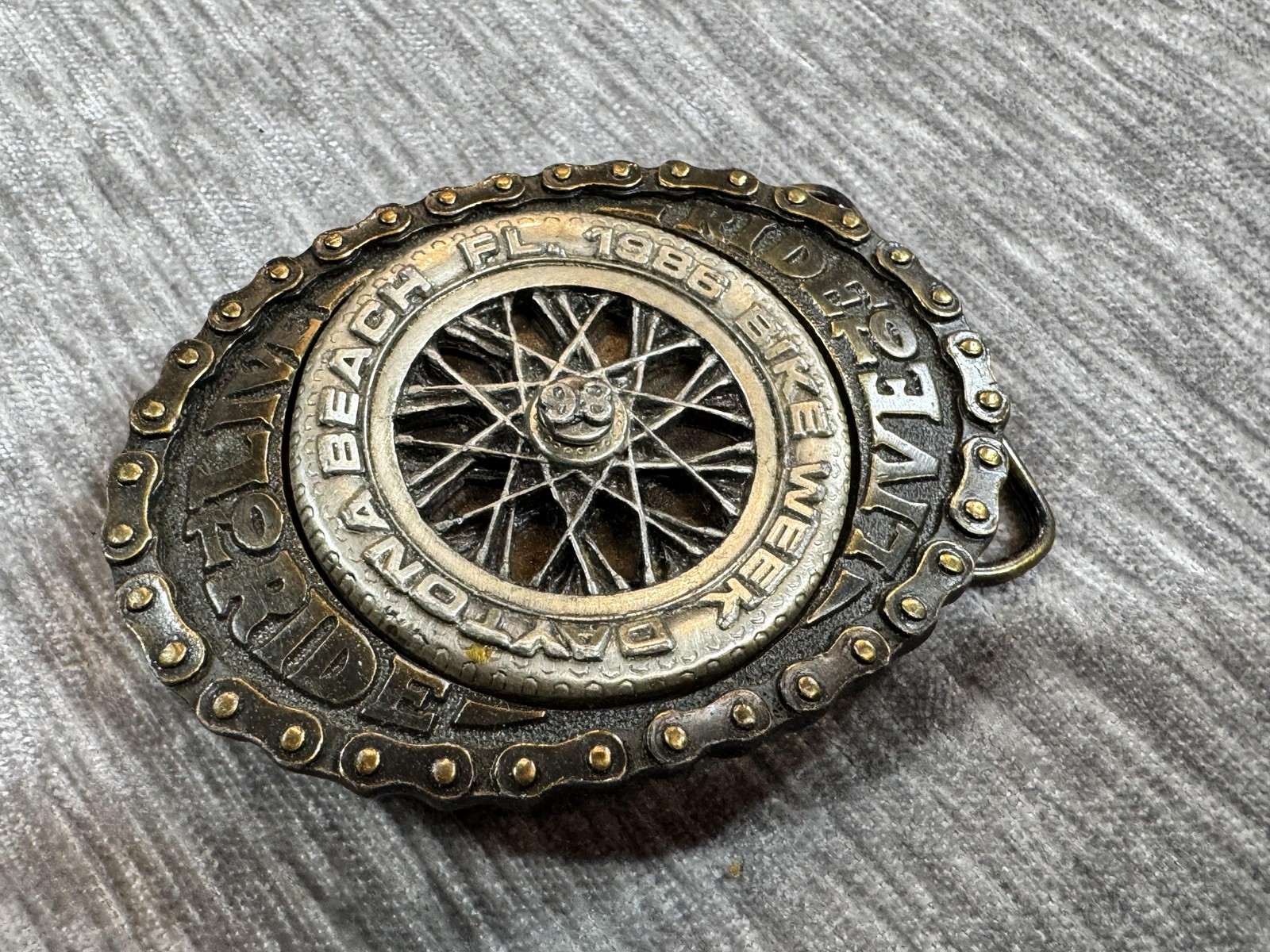 Vintage Daytona Bike Week 1986 Belt Buckle Mens Biker USA The Buckle Tree