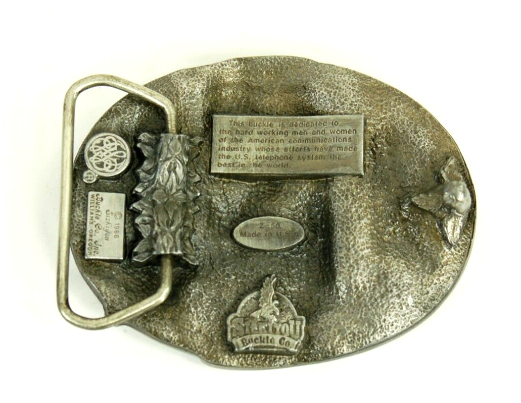 Telephone Lineman belt buckle western pewter Siskiyou Buckle Co. 1988