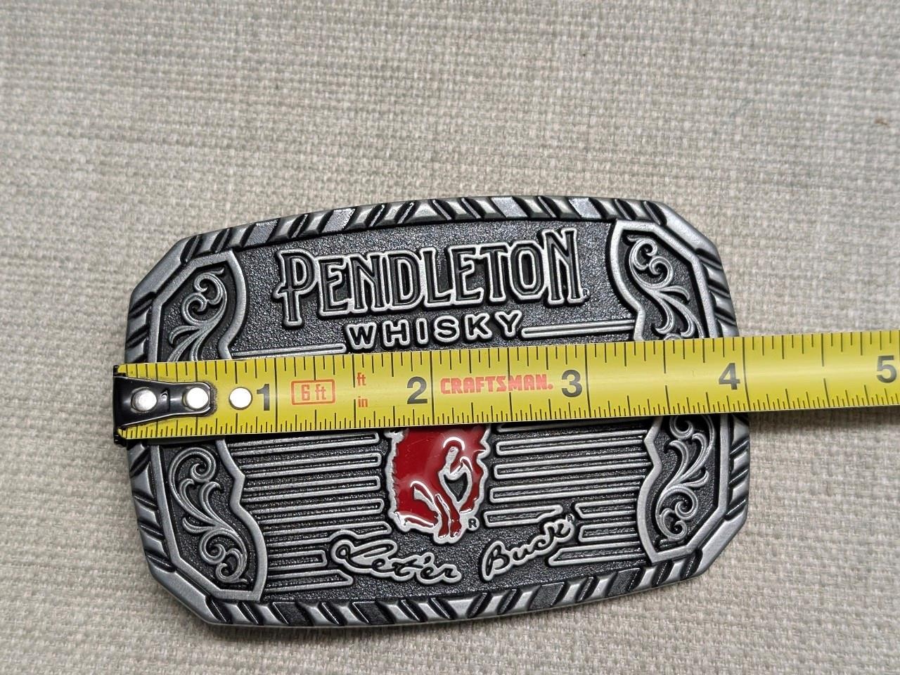 vintage MONTANA SILVERSMITHS belt buckle PENDLETON WHISKEY cowboy rodeo