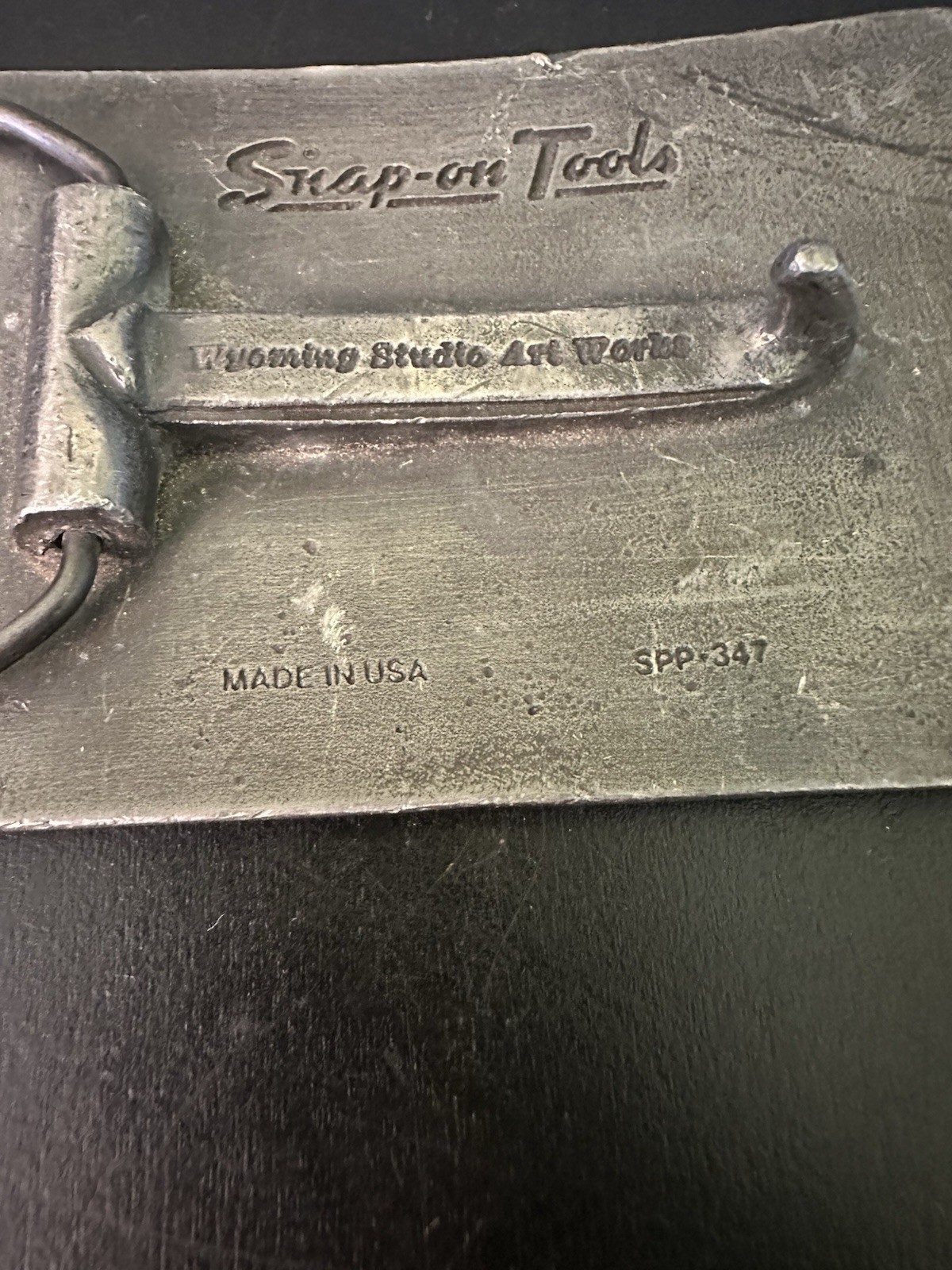 Vtg Snap-On Belt Buckle Pewter Metal Tool Wrenches #347 Wyoming Studio Art USA