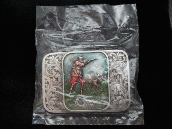 PF19163 *NOS* 2002 **REMINGTON** GUN & FIREARM COMPANY HUNTING PEWTER BUCKLE