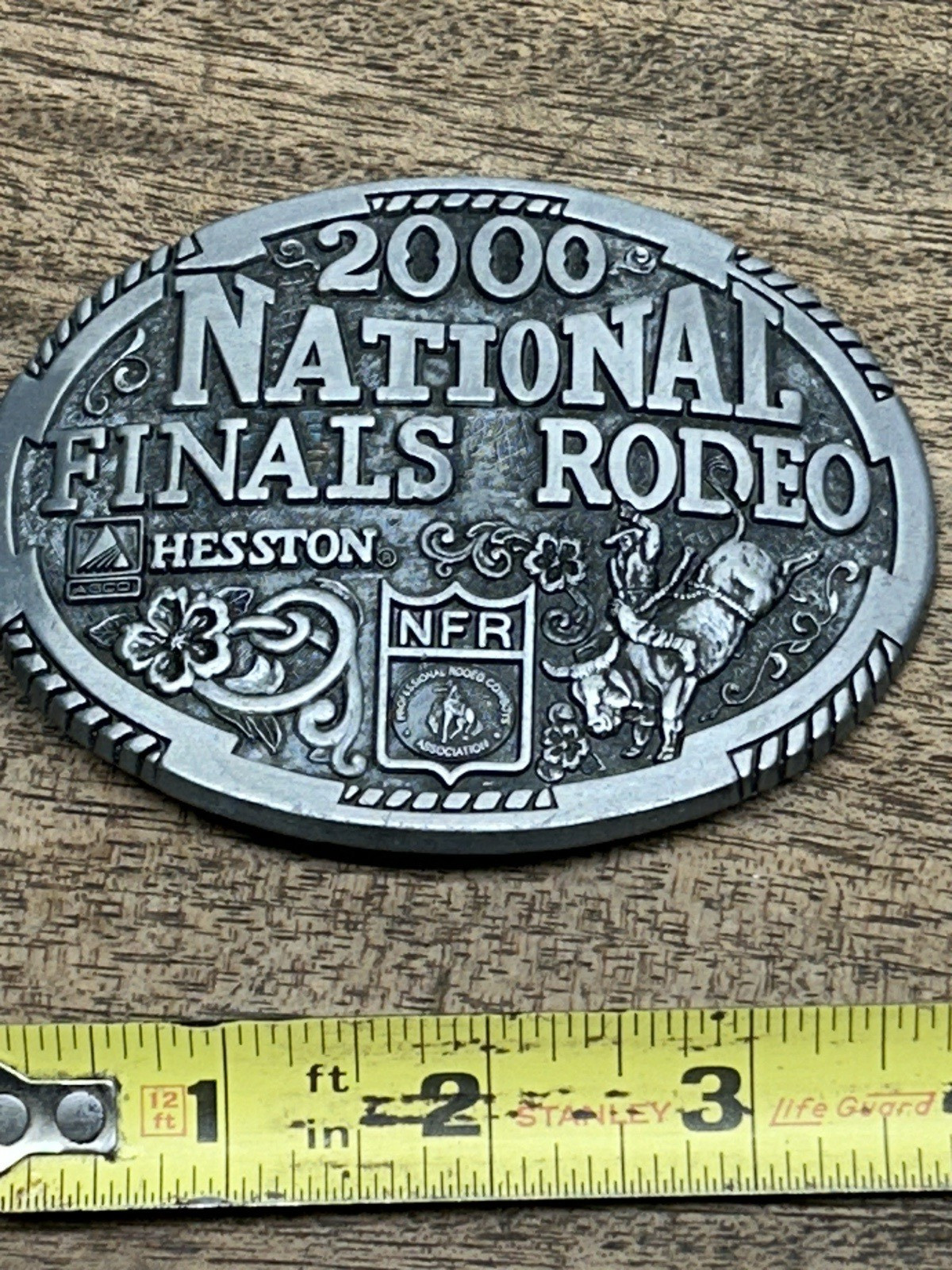 National Rodeo Finals Bull Riding Hesston ~2000 Belt Buckle ~Western Cowboy NFR