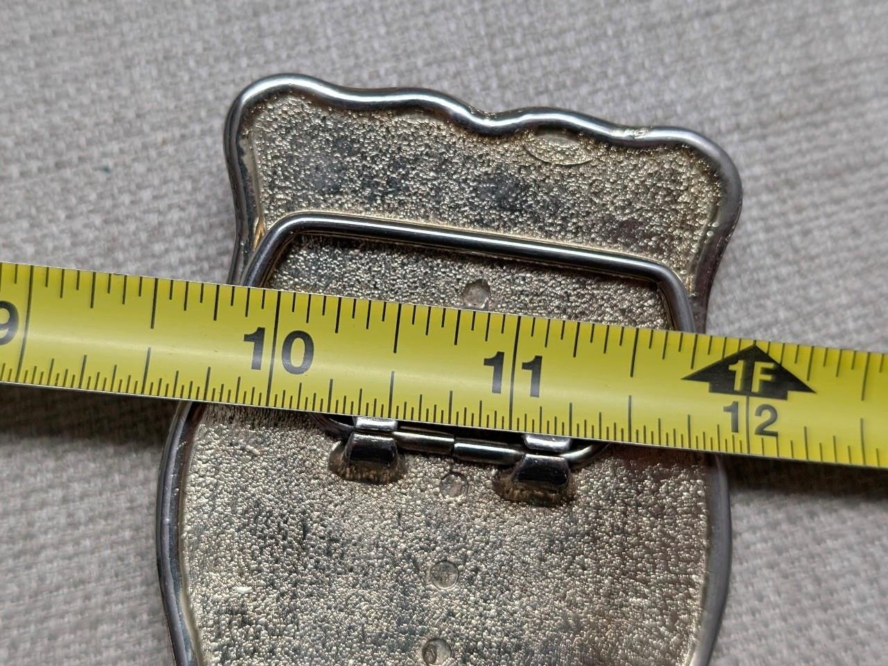 vintage STONE belt buckle FOSSIL cobochon HAND POLISHED coral WESTERN cowboy
