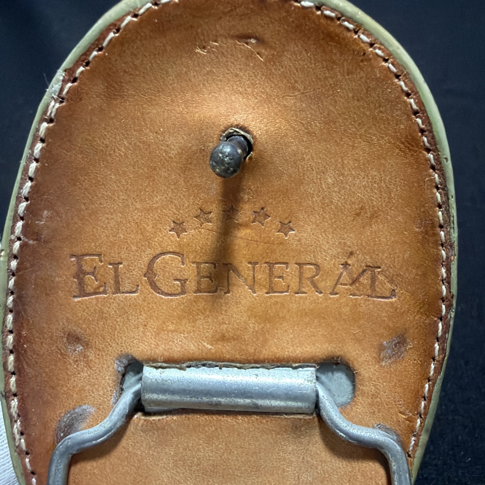 Vintage CROCODILE SKIN Belt Buckle El General 4 Inches Tan