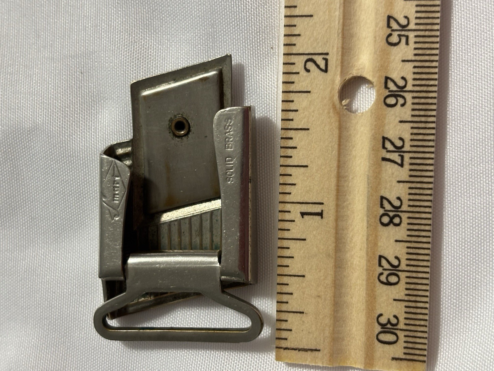 Vintage Men&rsquo;s Initial A Belt Buckle Silver/Gold Tone Clamp Closure for 1.5&Prime;