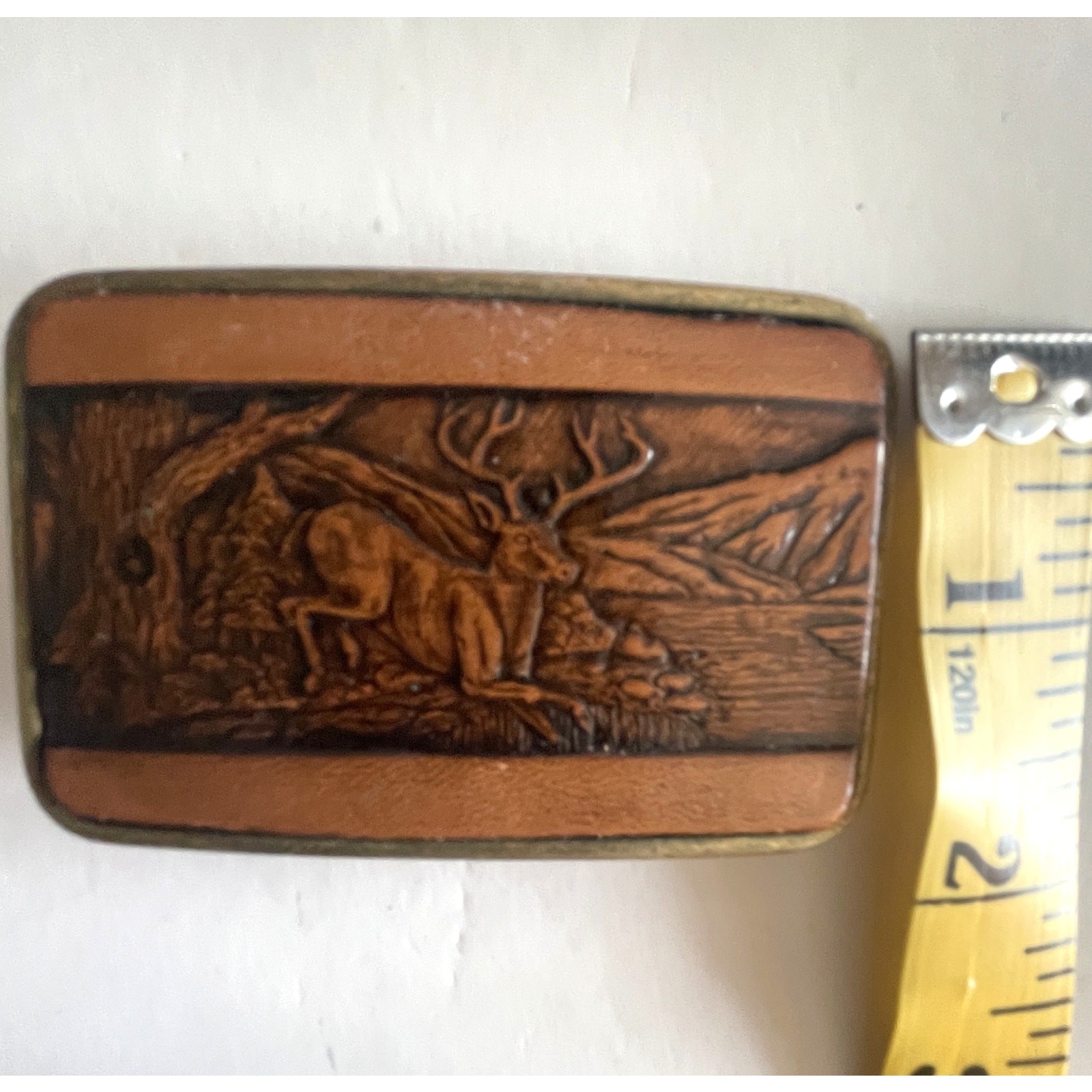 Century Canada Brown Leather Belt Buckle – Deer/Buck Vintage Tooled Stamped