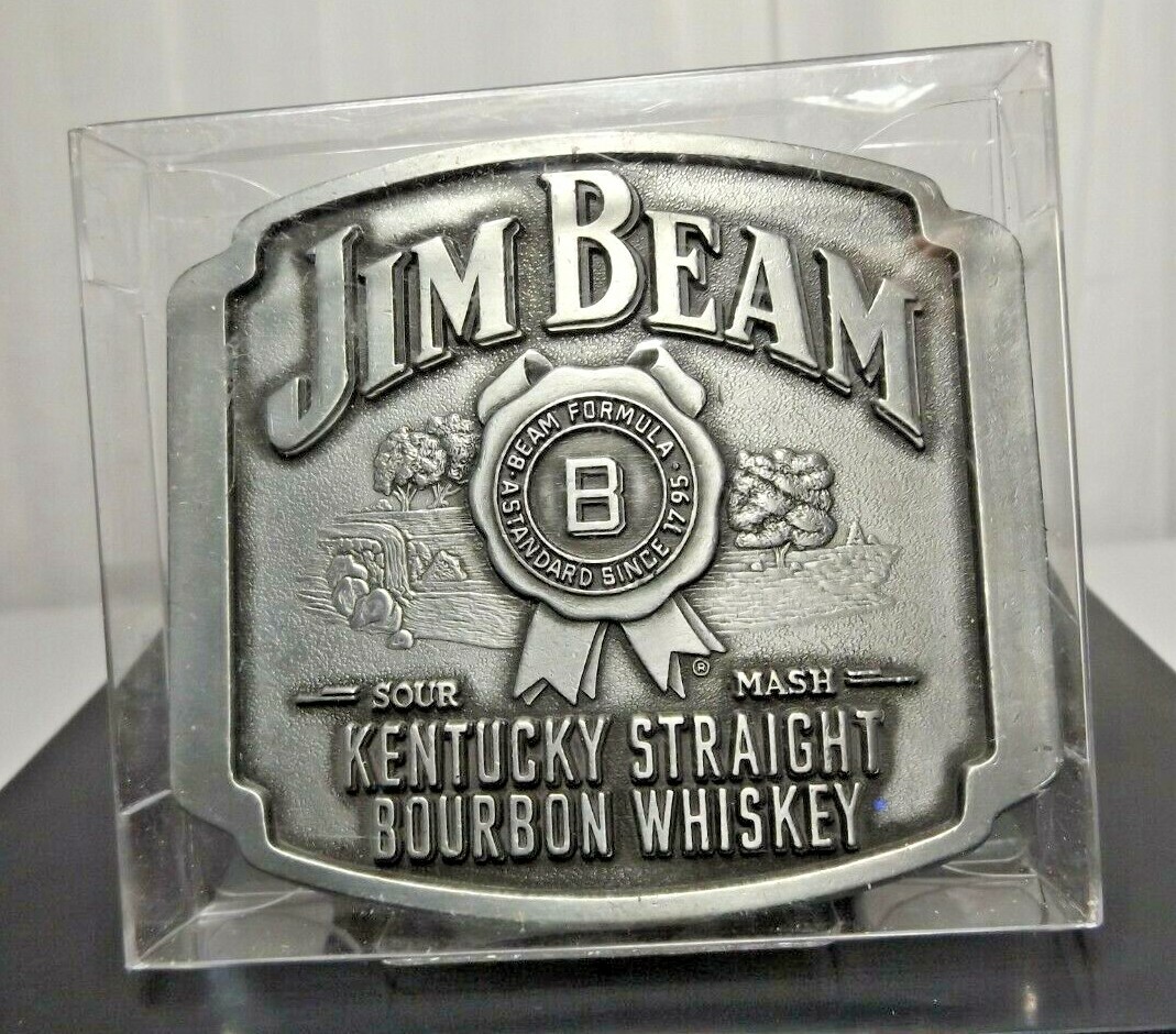 NEW Jim Beam Sour Mash Kentucky Straight Bourbon Whiskey Pewter Belt Buckle