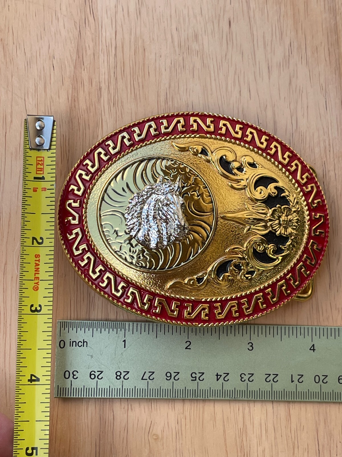 Western Buckle Oval Silver Gold Red Horse Head Cowboy 2 » Hebillas Vaqueras