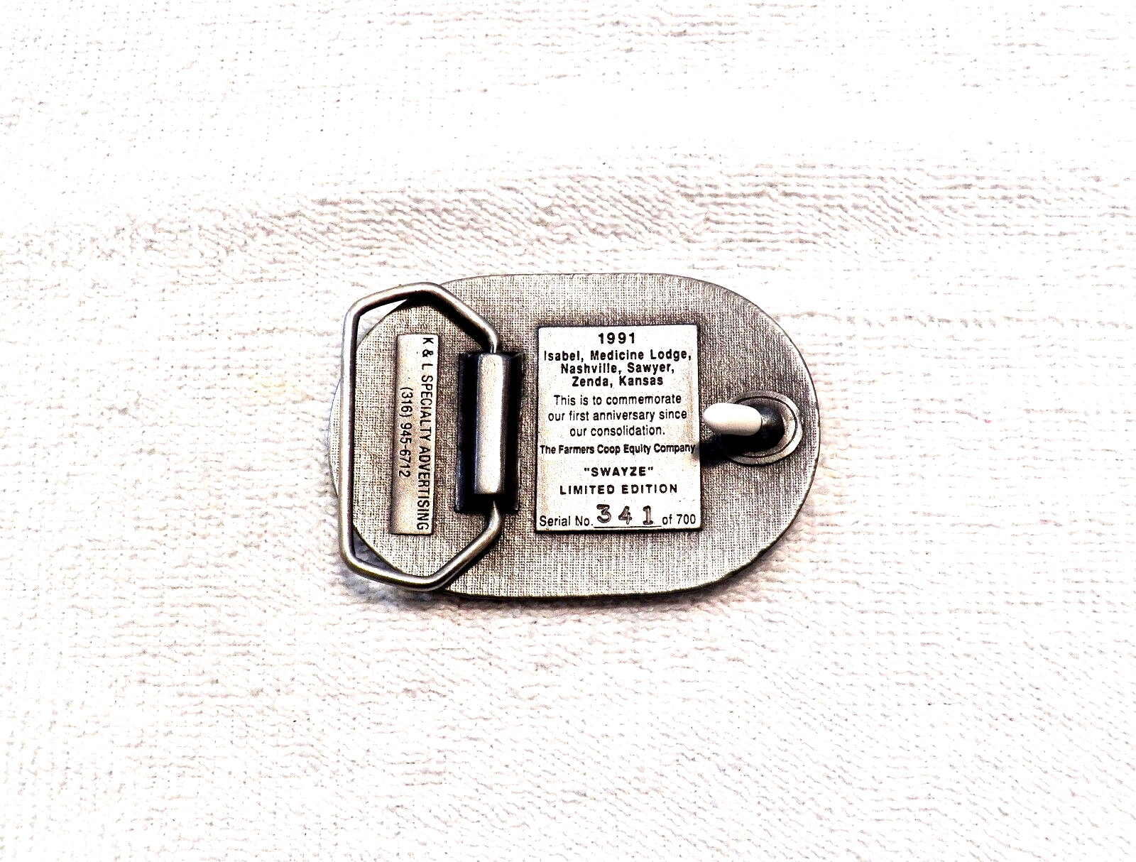 CLASSIC BELT BUCKLE FARMERS COOP EQUITY CO « SWAZEY » LMT ED #341 OF 700 BB18