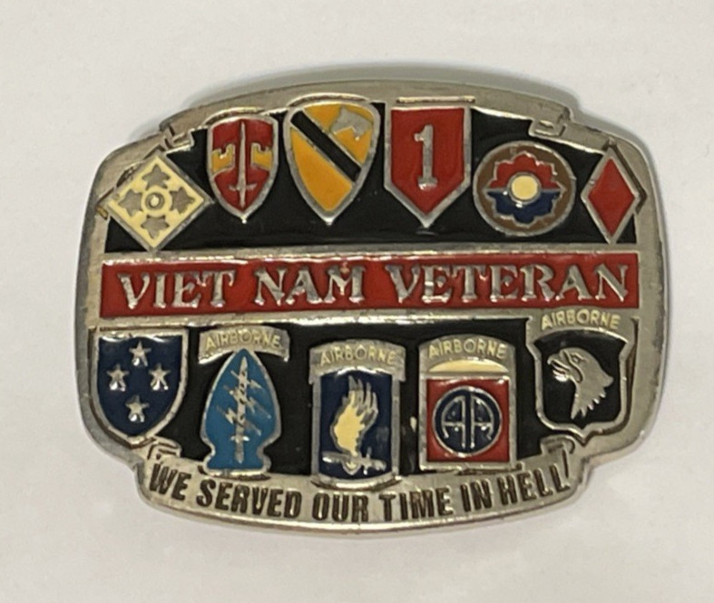 US Airborne Vietnam War Veteran Belt Buckle Made USA We Served Our Time In Hell