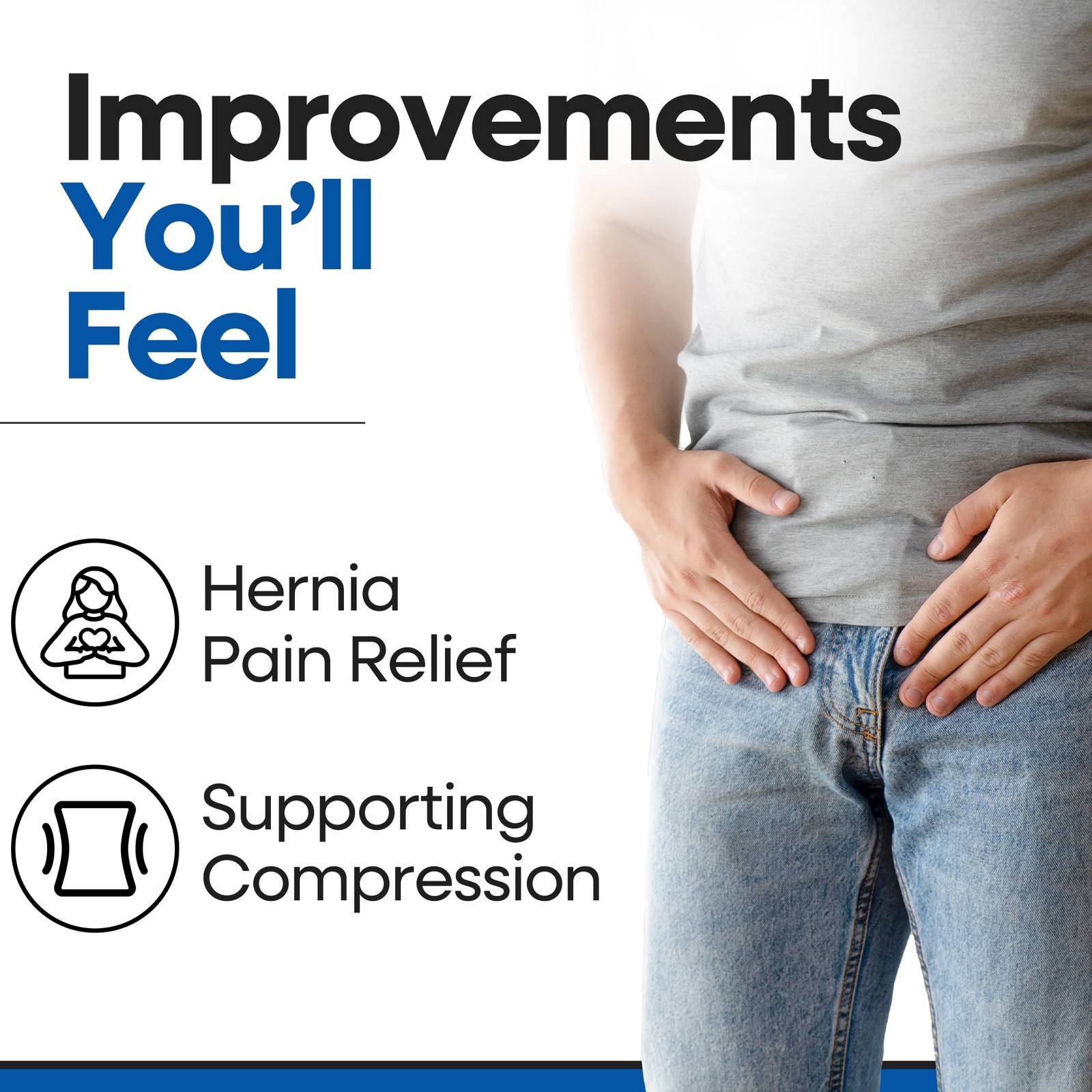 Hernia Belt for Men Inguinal Support | Groin or Lower Medium, Black