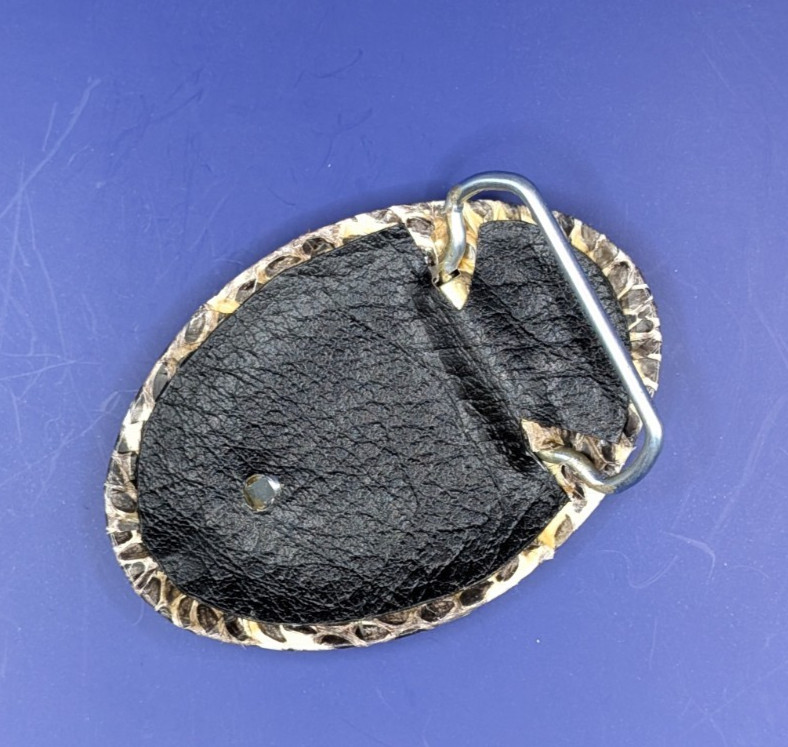 Genuine Flower snake Snakeskin Belt Buckle Rolled Edge USA made fits 1-1/2&Prime; Belt
