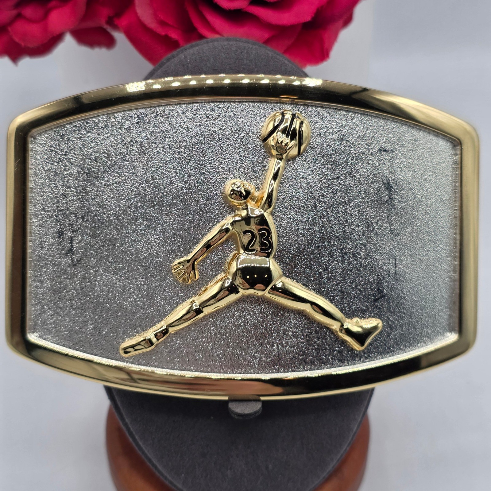 Basketball Dunk #23 Belt Buckle Gold Silver Two Tone Metal Sports Novelty Jordan