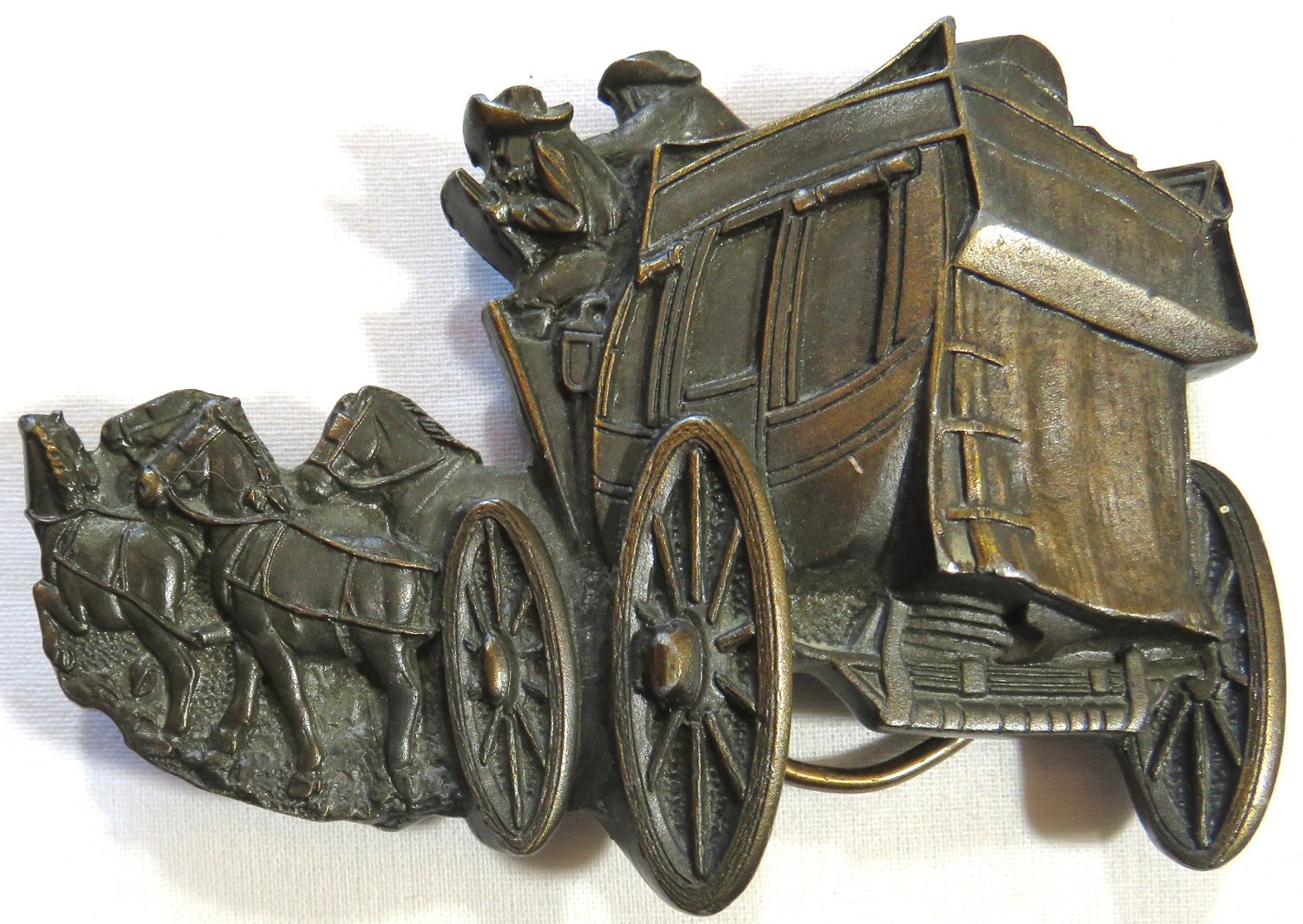 Vintage Belt Buckle 1970&rsquo;s Western Wear History Theme 1979 Bergamont Brass Works