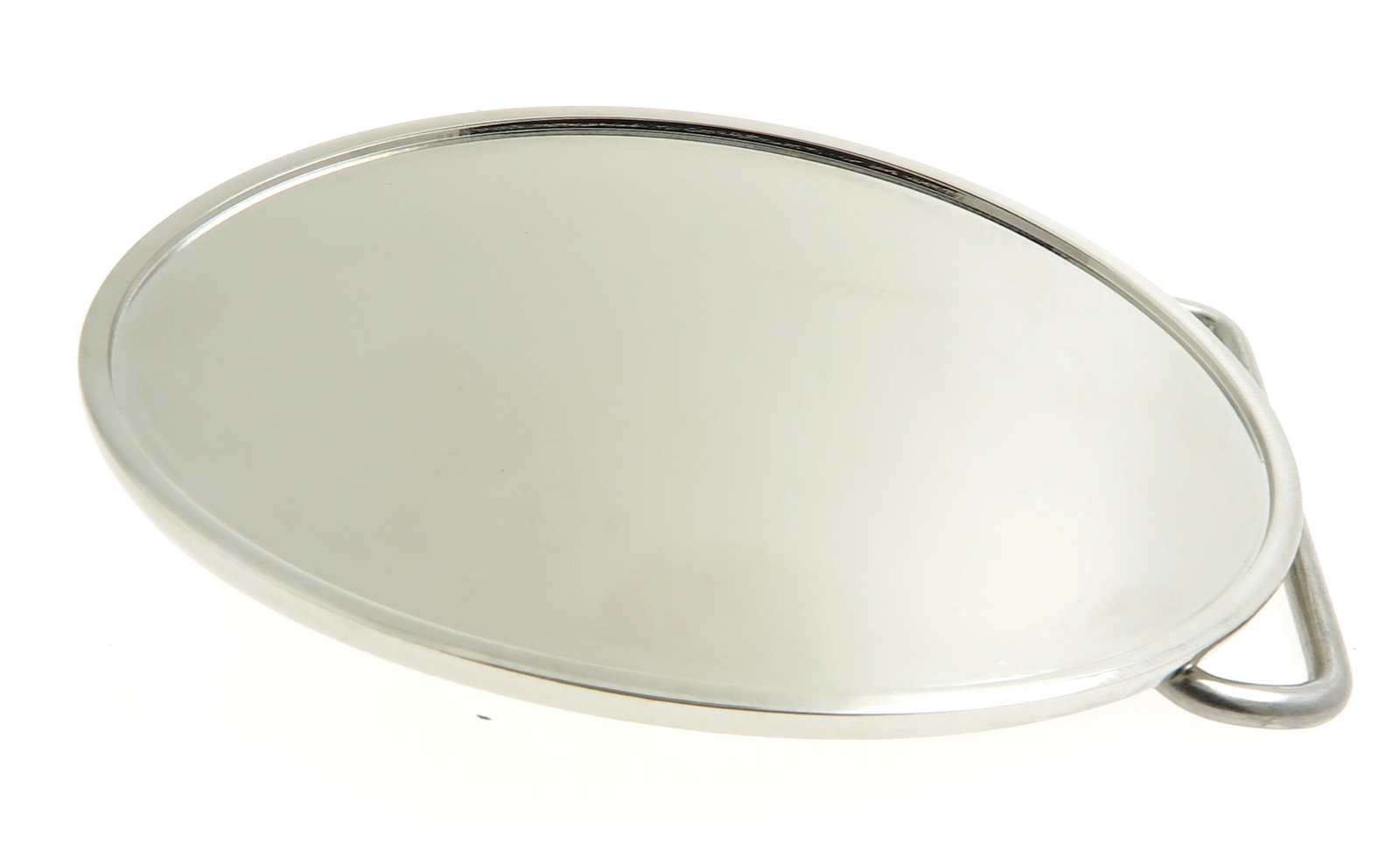 Shiny Chrome Oval Blank Metal Belt Buckle