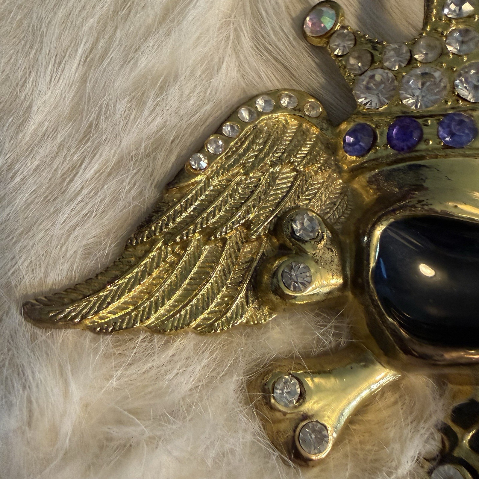 Bling Goldtone Covered Skull Belt Buckle in Clear & Purple Rhinestones