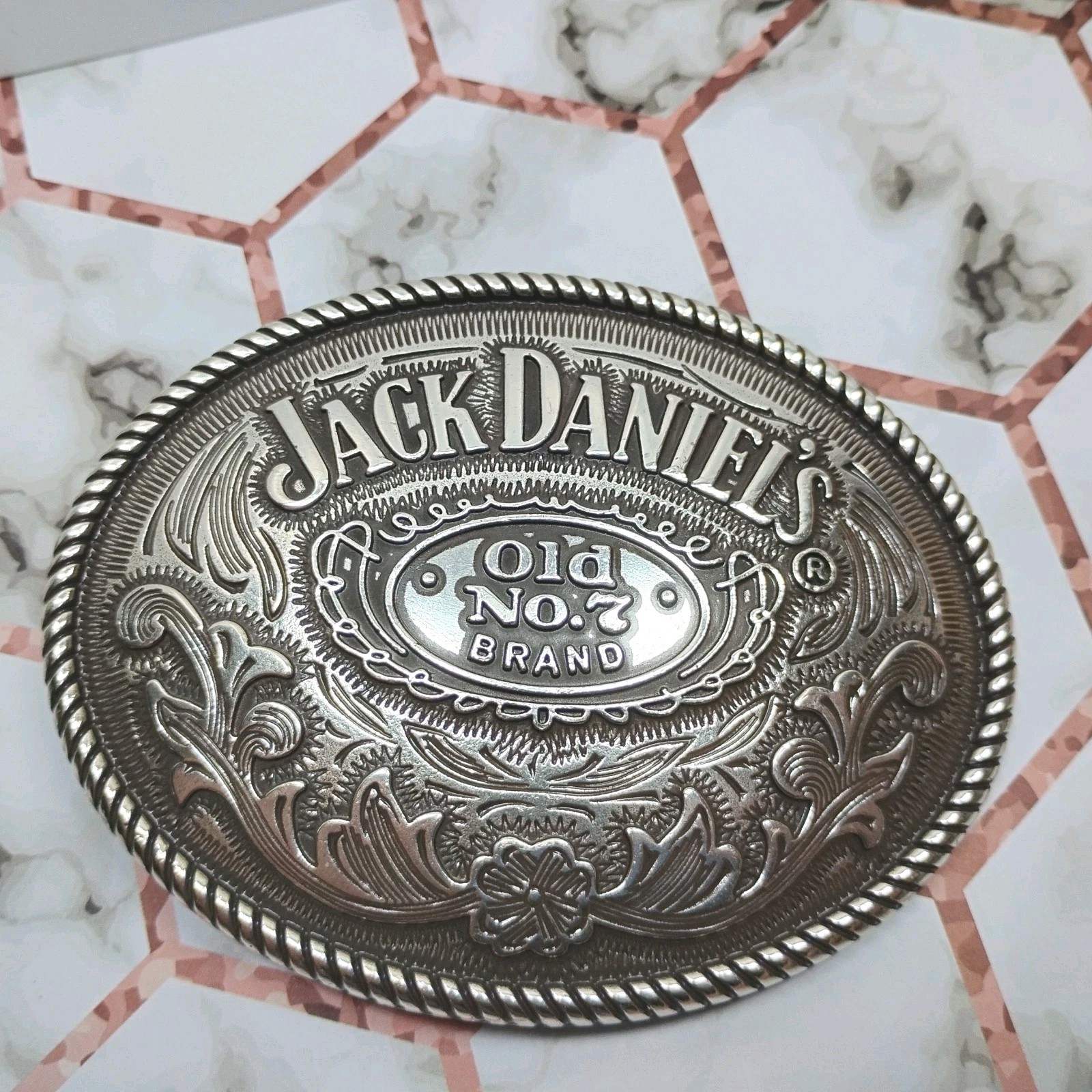 2005 JACK DANIELS OLD NO 7 BELT BUCKLE – HEAVY – 4&Prime; X 3&Prime; – Excellent Condition!