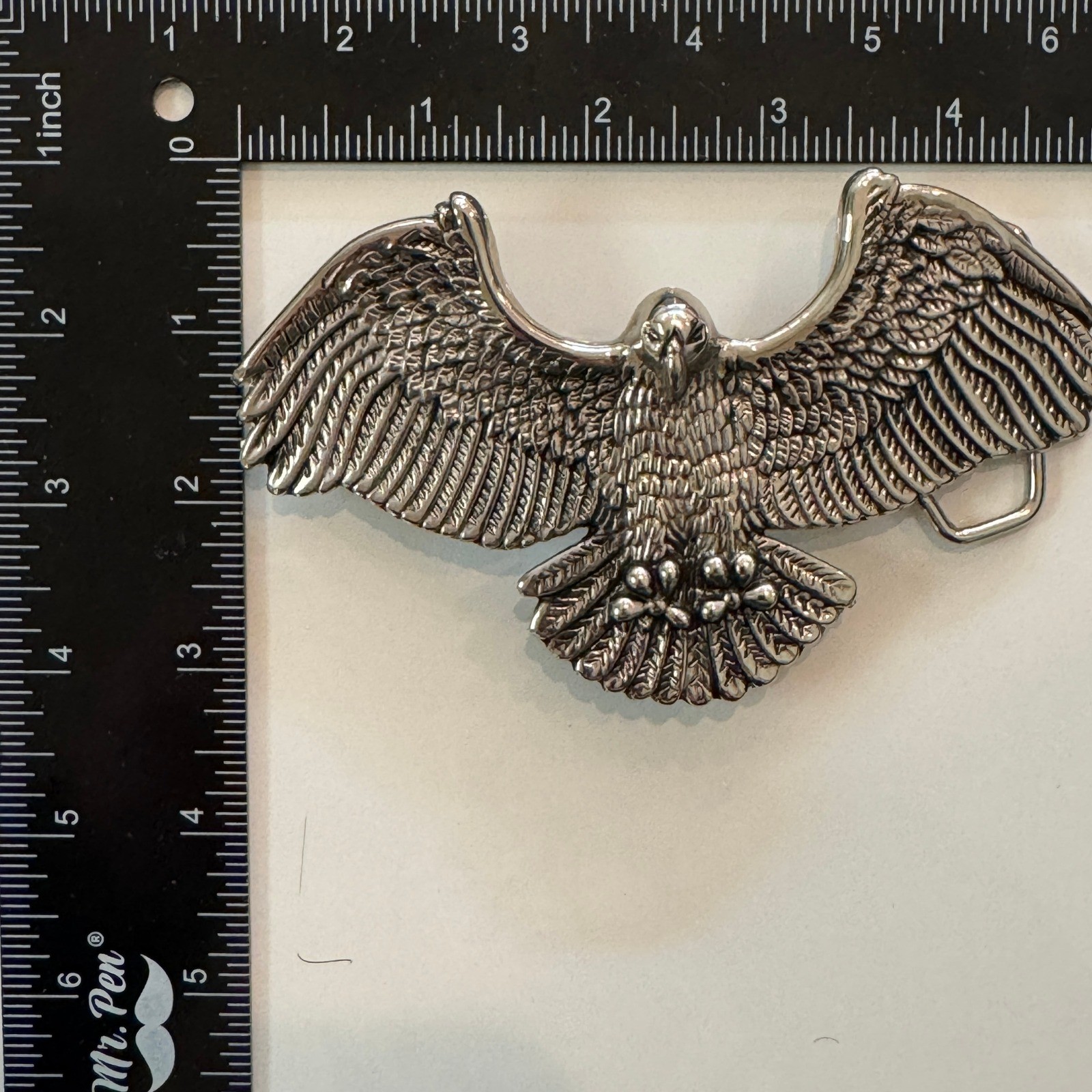 Vintage Classico Italia Eagle Belt Buckle Silver Tone A136 Western Biker