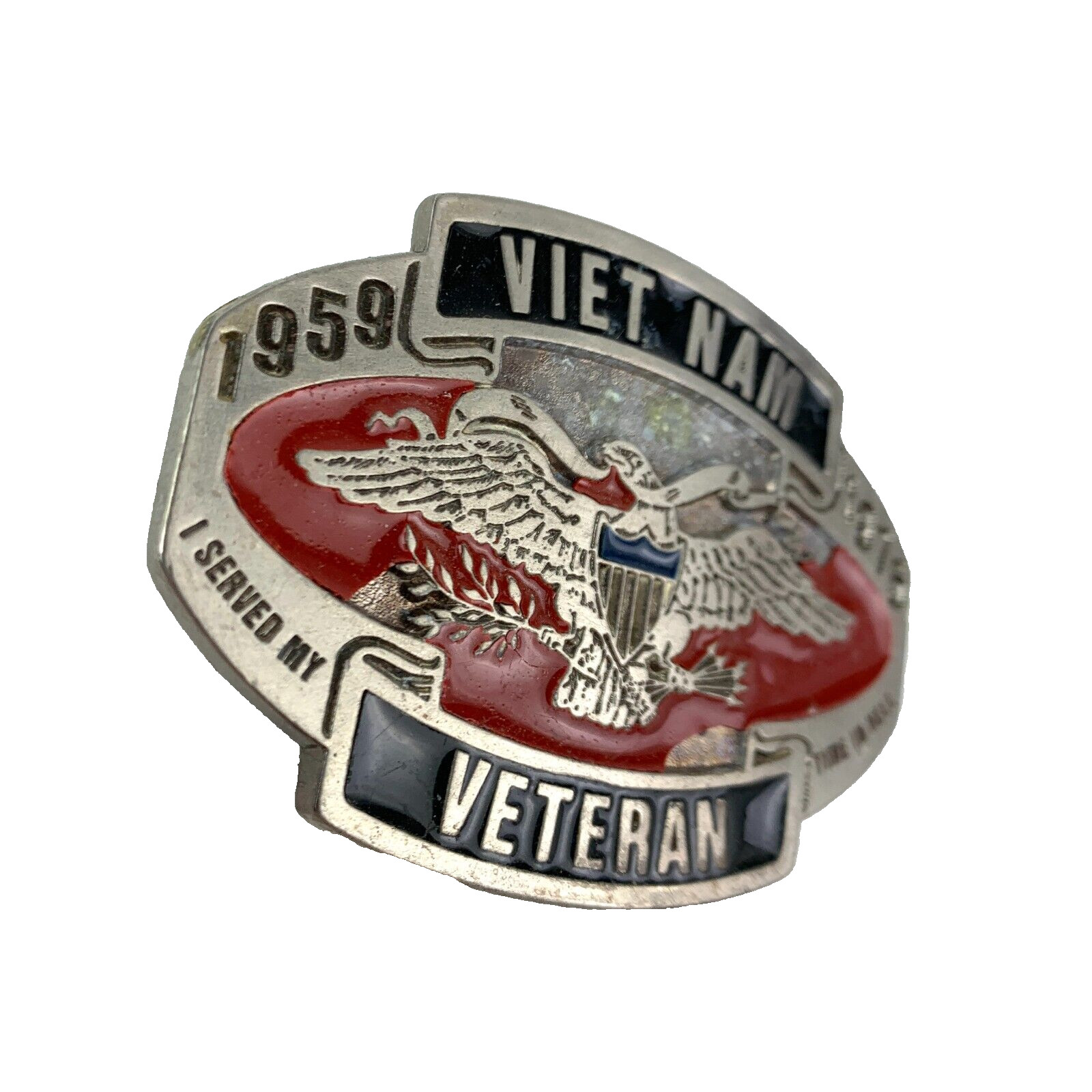 Vintage 1959 1975 Vietnam Veteran I Served My Time In Hell 3D Metal Belt Buckle