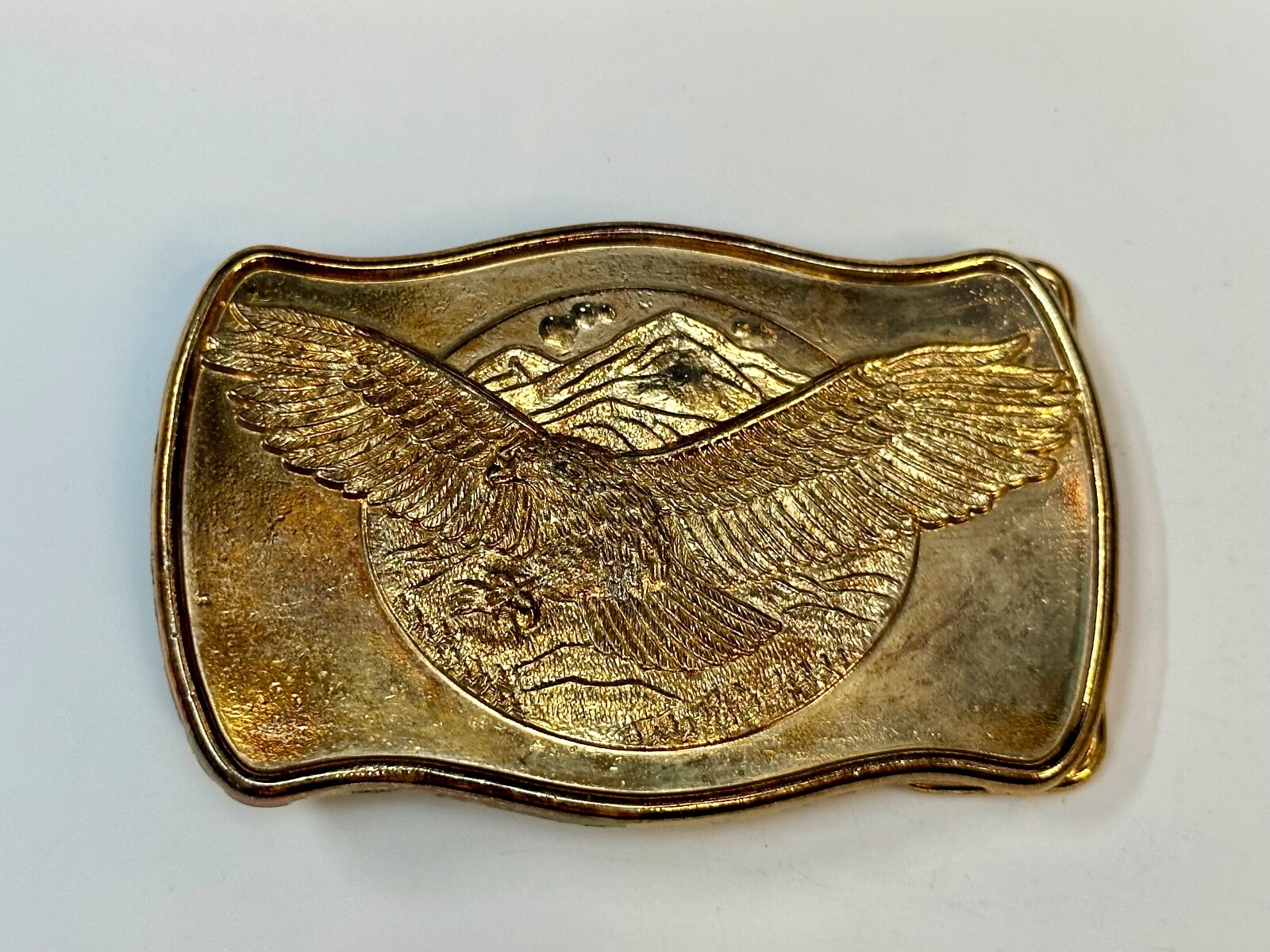Patriotic Majestic American Eagle Flying Over Usa Mountains Vintage Belt Buckle
