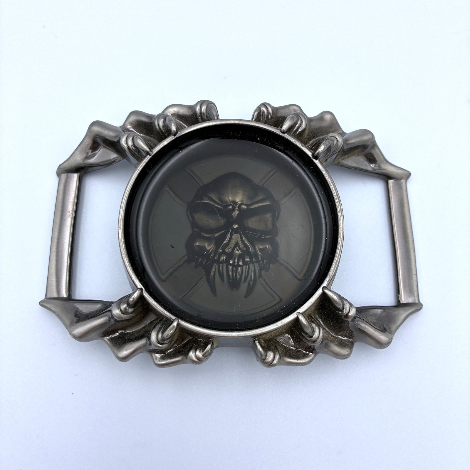 Skull Belt Buckle Black and Silver Tone