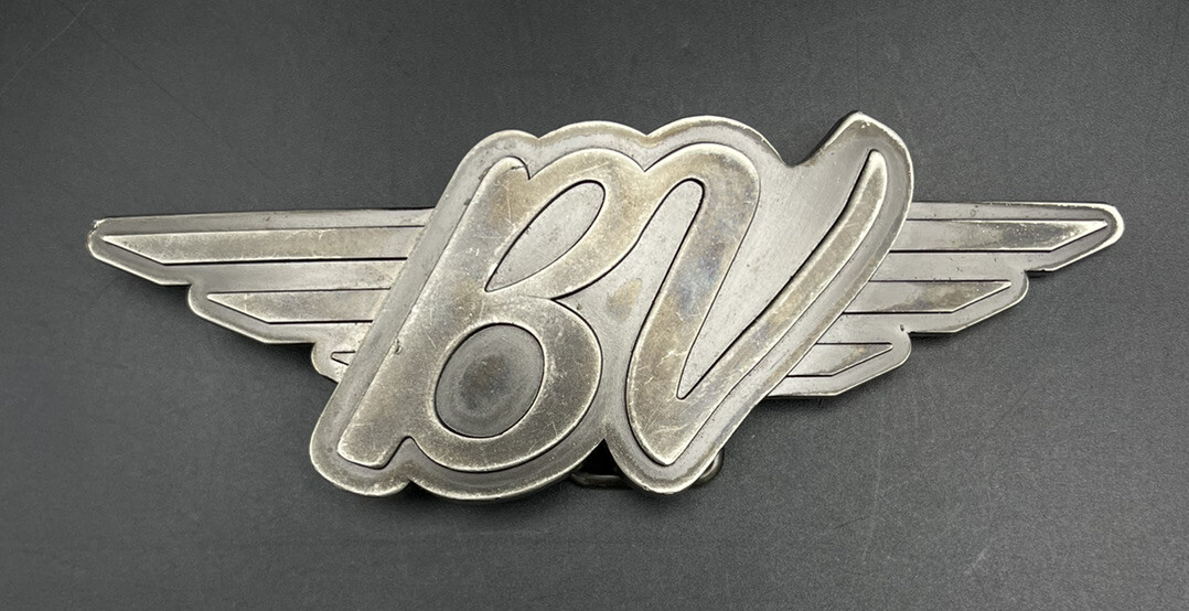 Bob Vokey BV Initials Wings Stealth Belt Buckle Rare Collectible Metal w/ Pouch