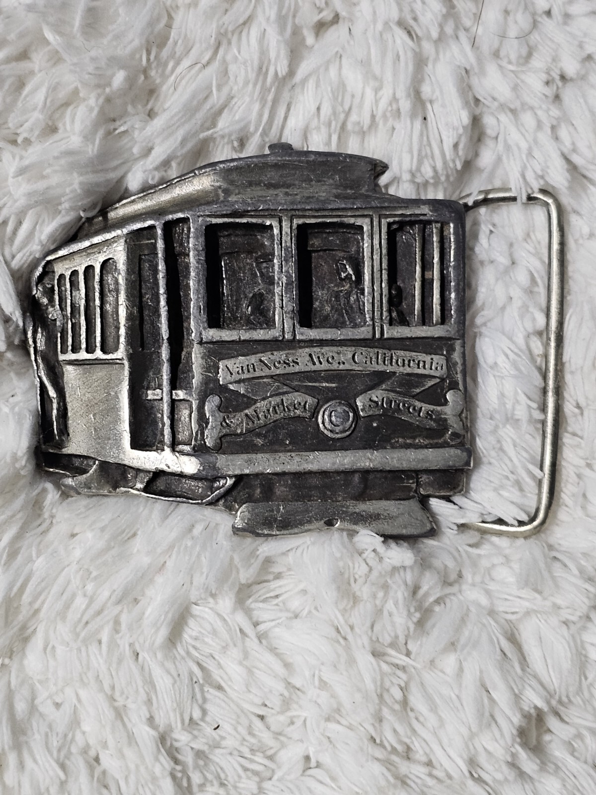 Vintage 1978 Indiana Metal Craft Cable Car Belt Buckle_Van Ness Ave California