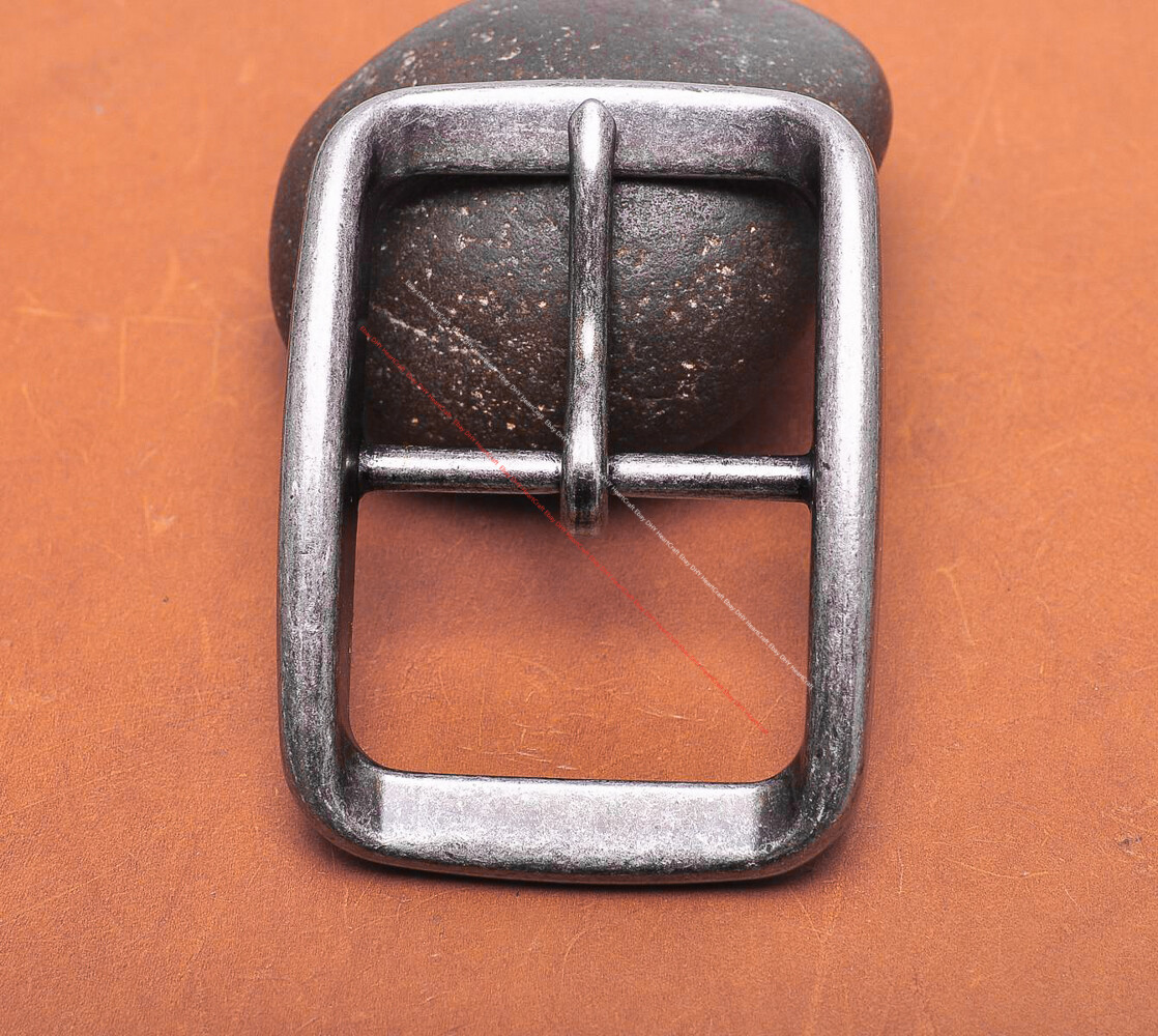 38mm Men Silver Tone Classic DIY Leathercraft Center Bar Prong Pin Belt Buckle