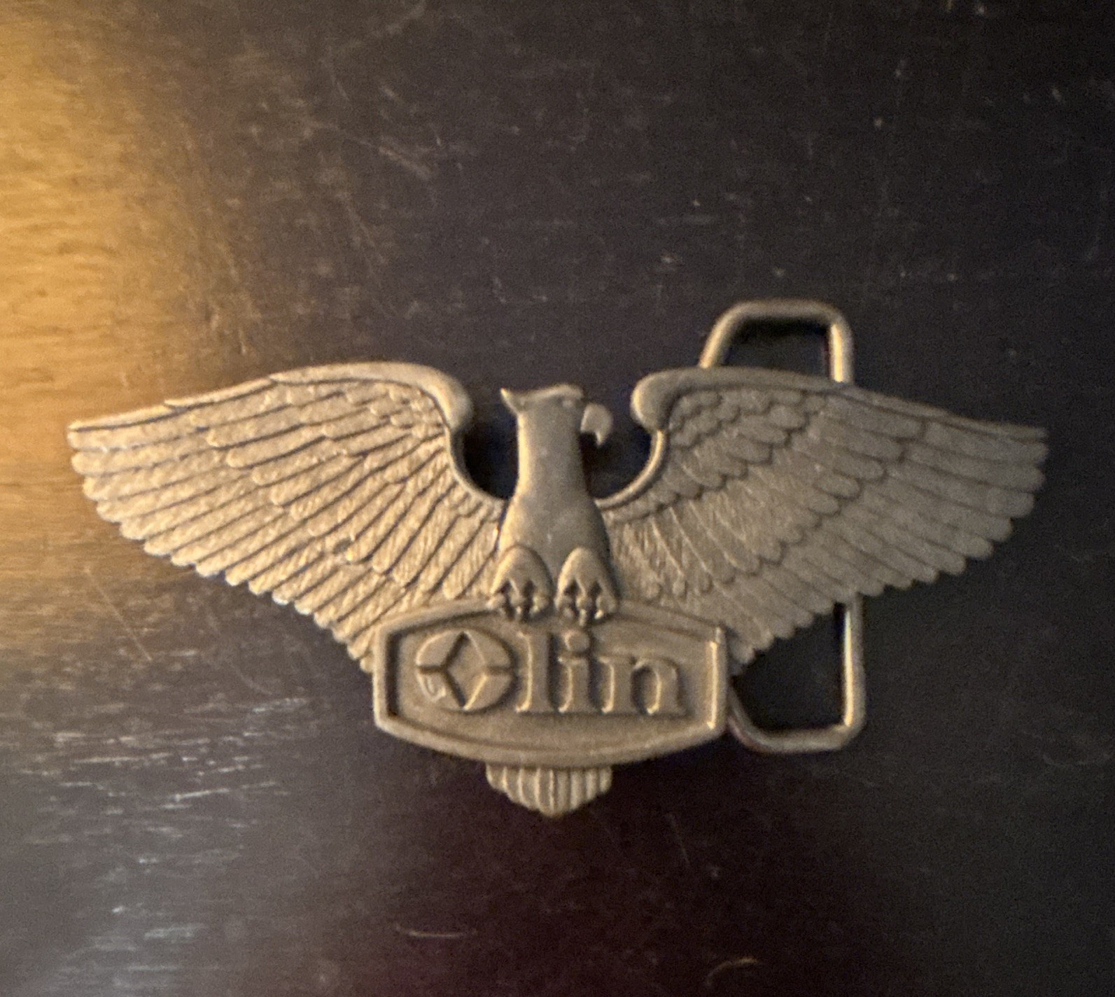 Olin Vintage Western Eagle Metal Belt Buckle Silver Tone Fits 2 in Belt