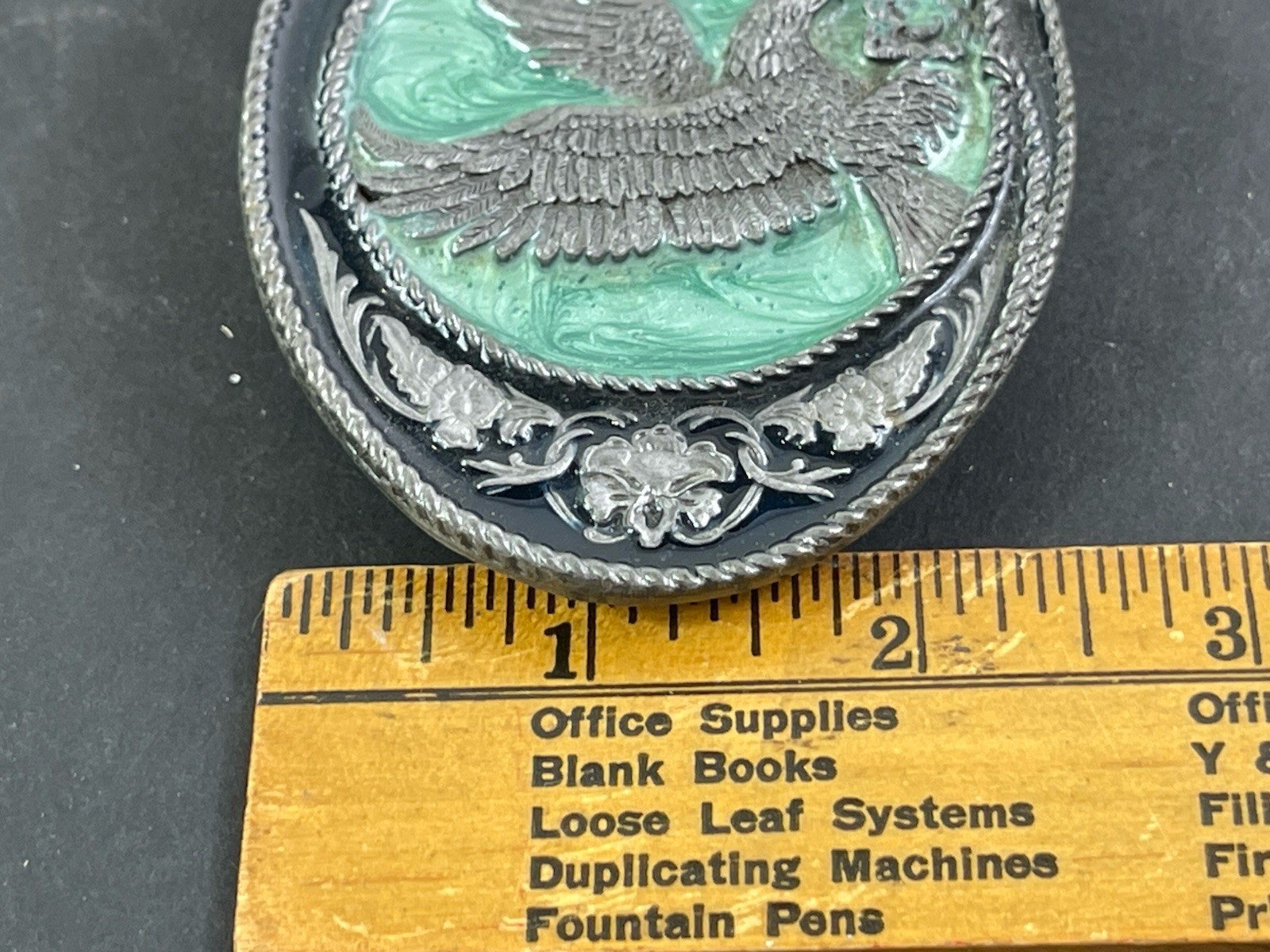 Siskiyou 1991 Metal Belt Buckle Eagle On Turquoise Buckle USA