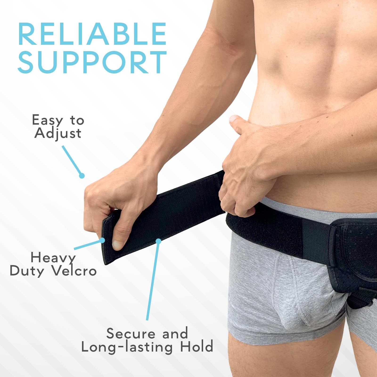 Adamson H2: Hernia Belts for Men – Adjustable 90-120cm, Charoal Black