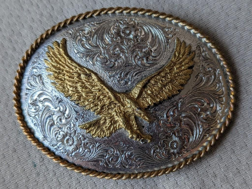 4&Prime; vintage MONTANA SILVERSMITHS silver plate EAGLE western RODEO cowboy