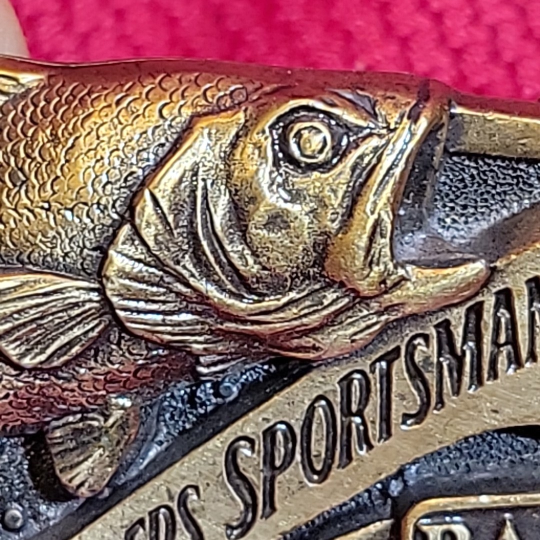 3&Prime; BELT BUCKLE Bass Anglers Sportsman Society VINTAGE B.A.S.S. Brass metal Fish