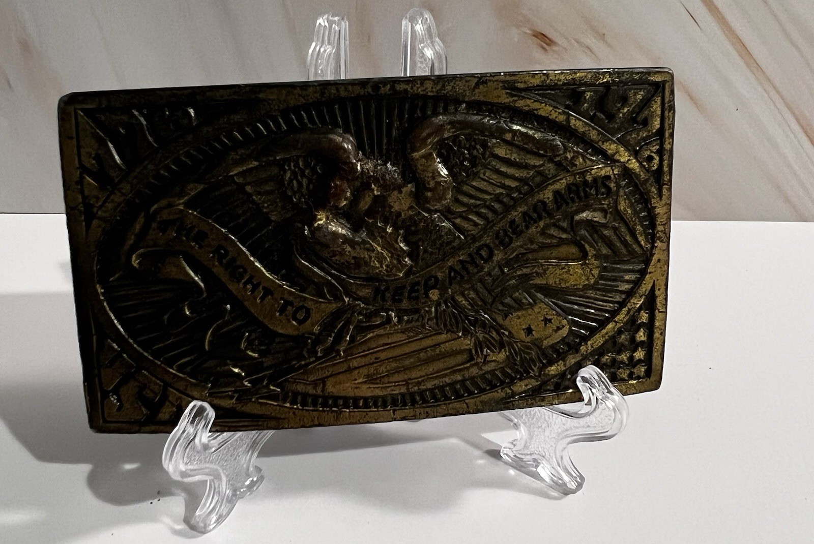 Men’s Western Gold Tone Raised Eagle Patriotic Rectangular Metal Buckle 1.5in