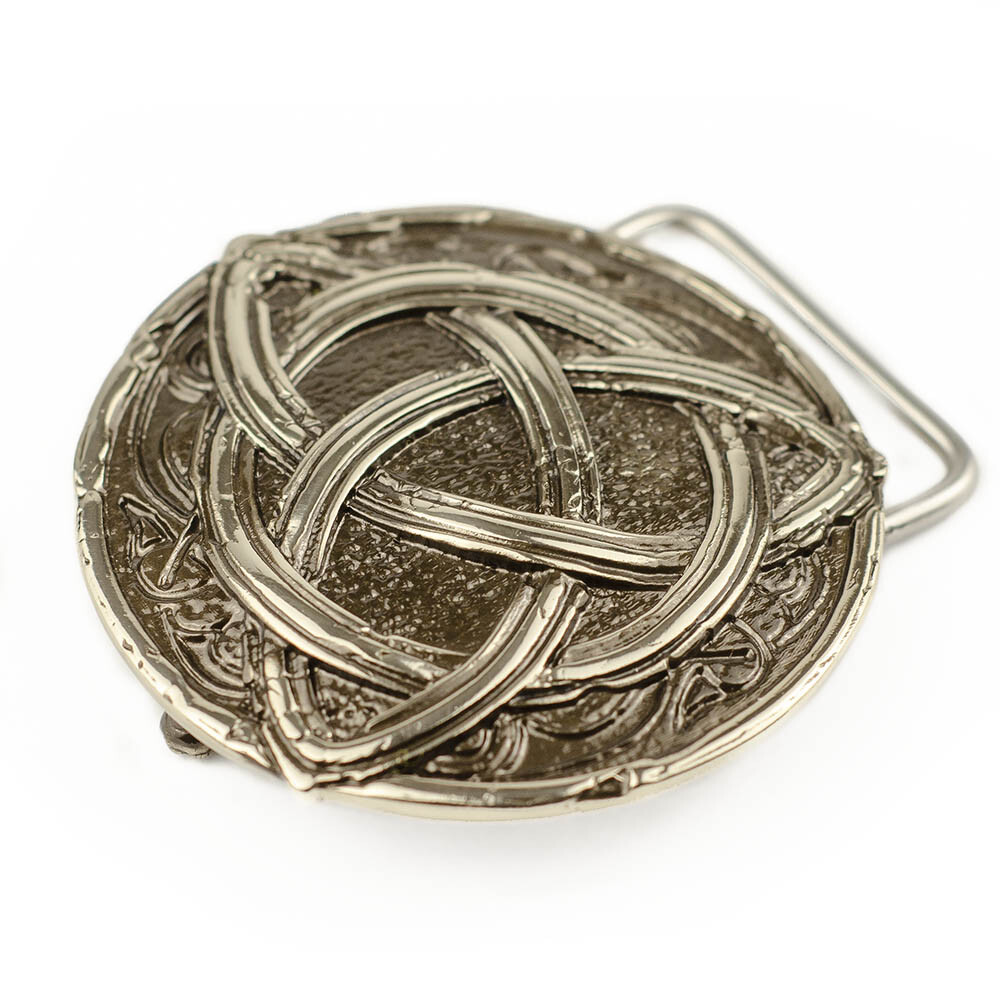 Triquetra german silver belt buckle, Celtic Trinity Knot Triquetra cross symbol