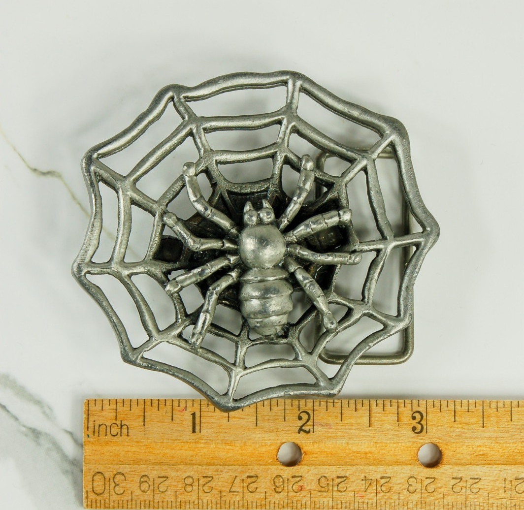 Spider and Web pewter belt buckle