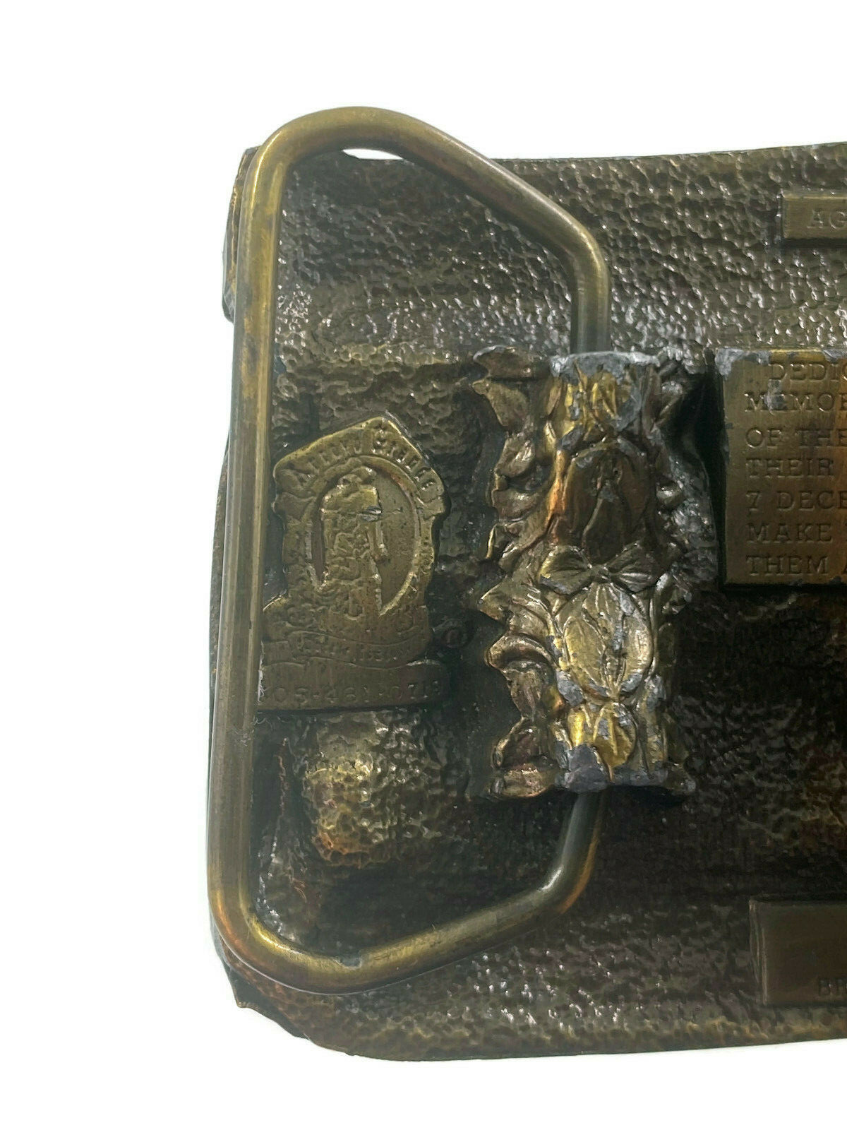 Bergamot USS Arizona Belt Buckle Memorial Pearl Harbor Hawaii Brass 1985 Mint
